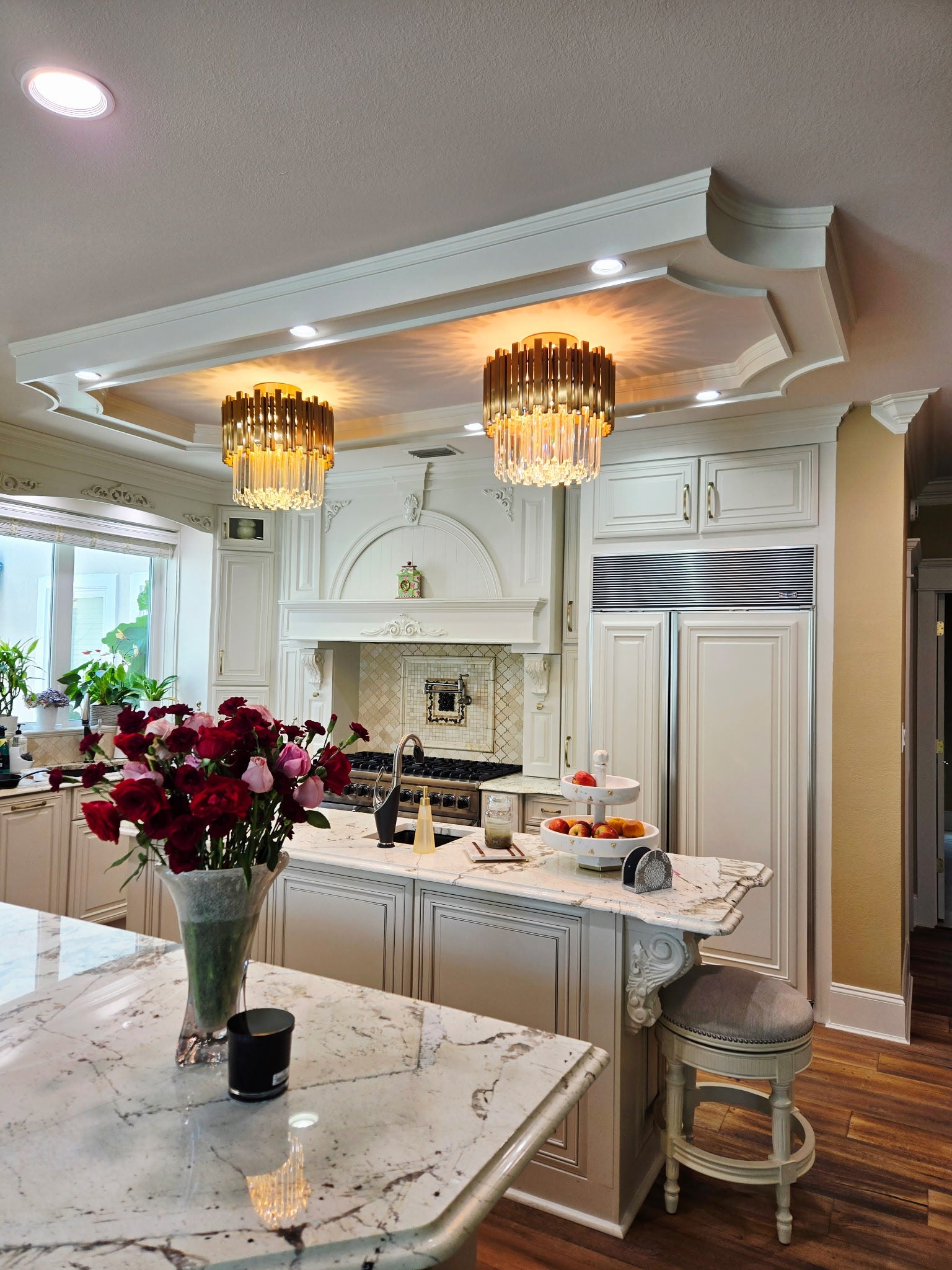 Colonnade Semi-Flushmount Round Crystal Chandelier