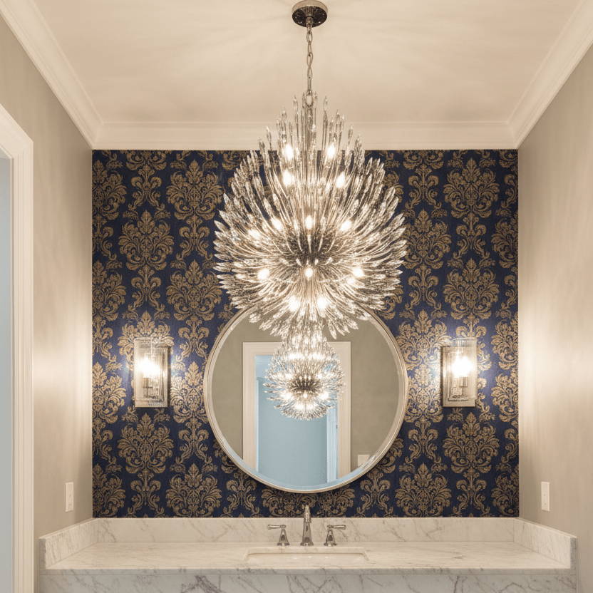 14" Polished Nickel in powder room