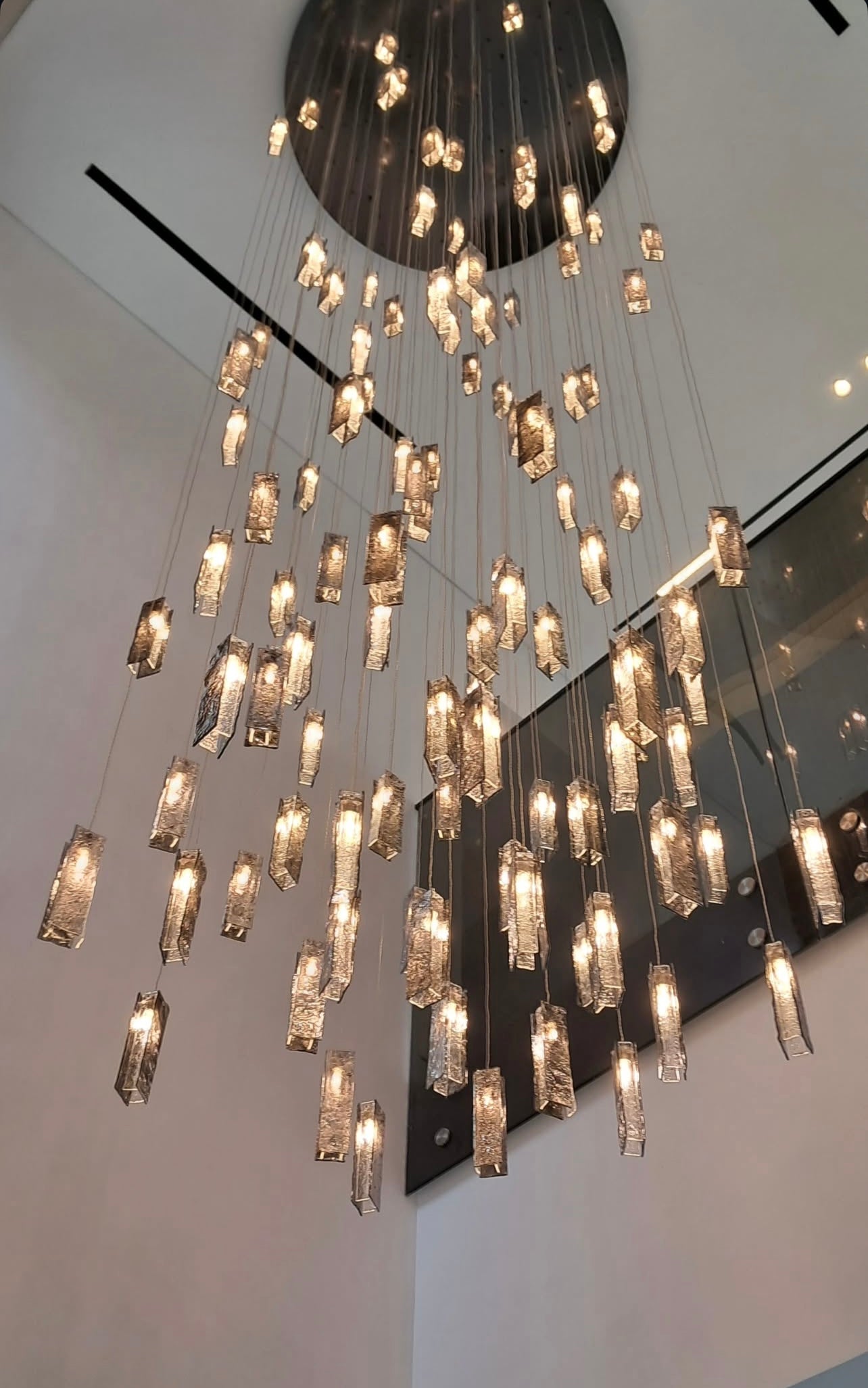 Rain Round Cluster Glass tile Pendant Chandelier