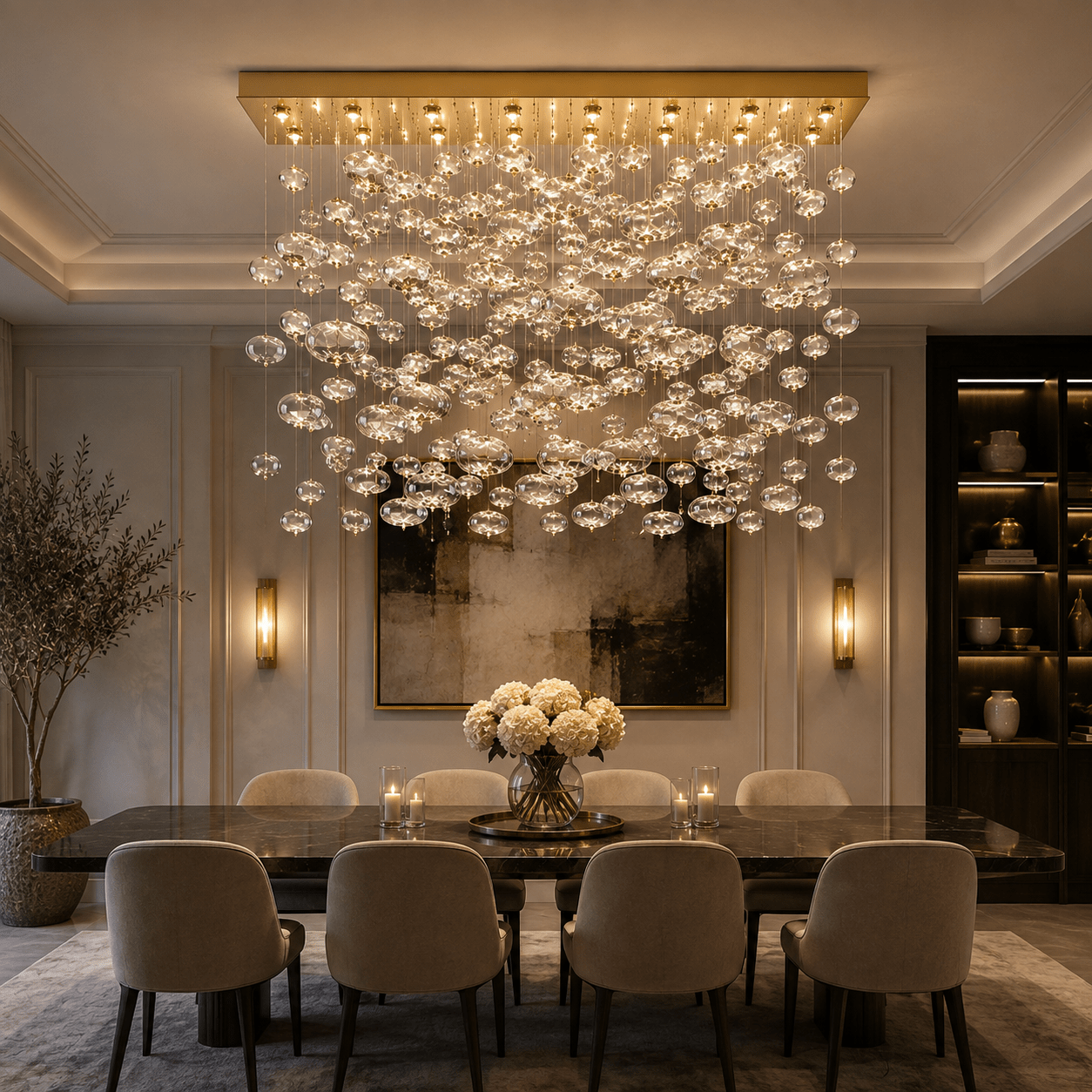 Fountaine Rectangle Bubble Glass Globe Chandelier