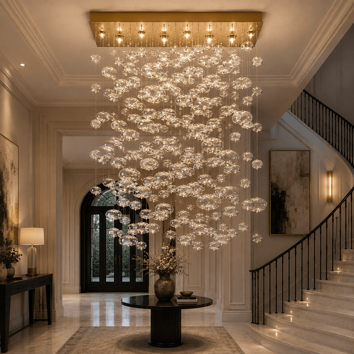 Fountaine Rectangle Bubble Glass Globe Chandelier