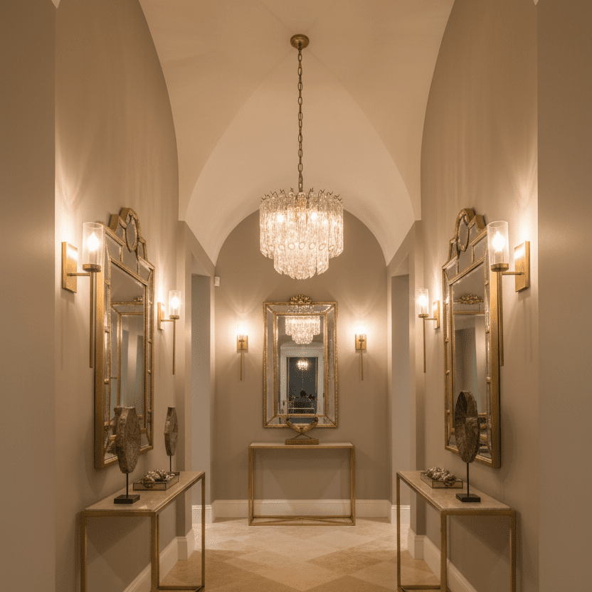 3-Tier Brass - Narrow Vaulted Hallway (20" diameter)