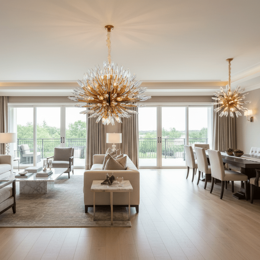 32" Lacquered Brass in great room