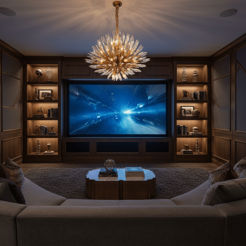 43" Lacquered Brass in media room