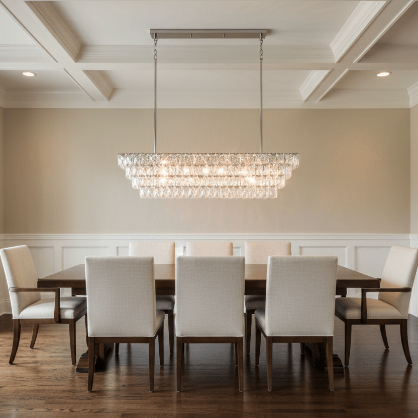 73" Polished Nickel Clear in formal dining