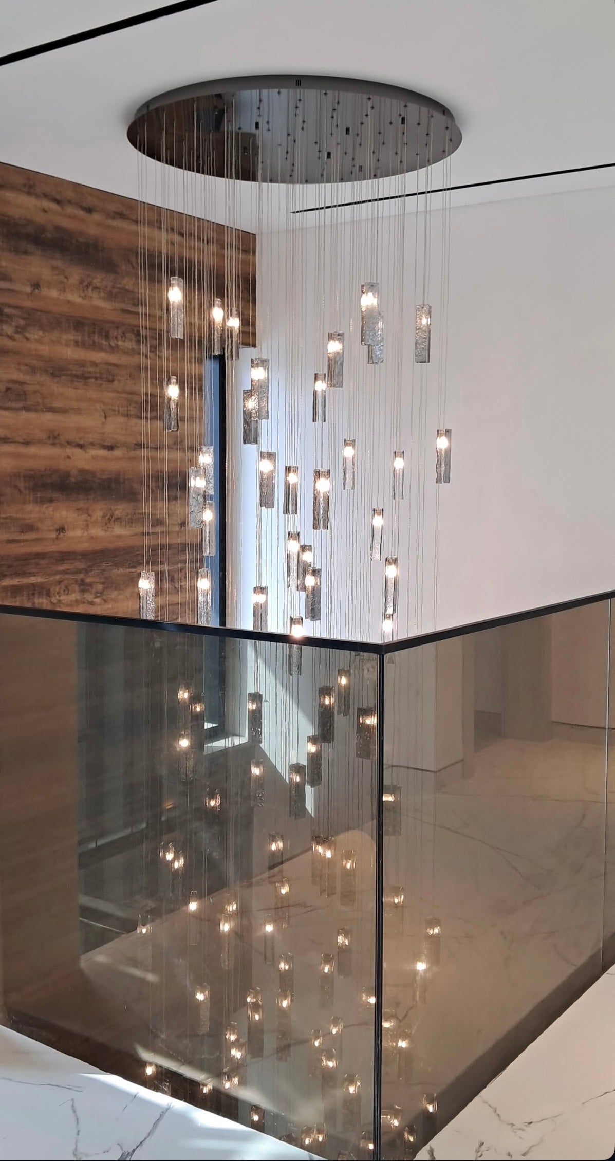 Rain Round Cluster Glass tile Pendant Chandelier