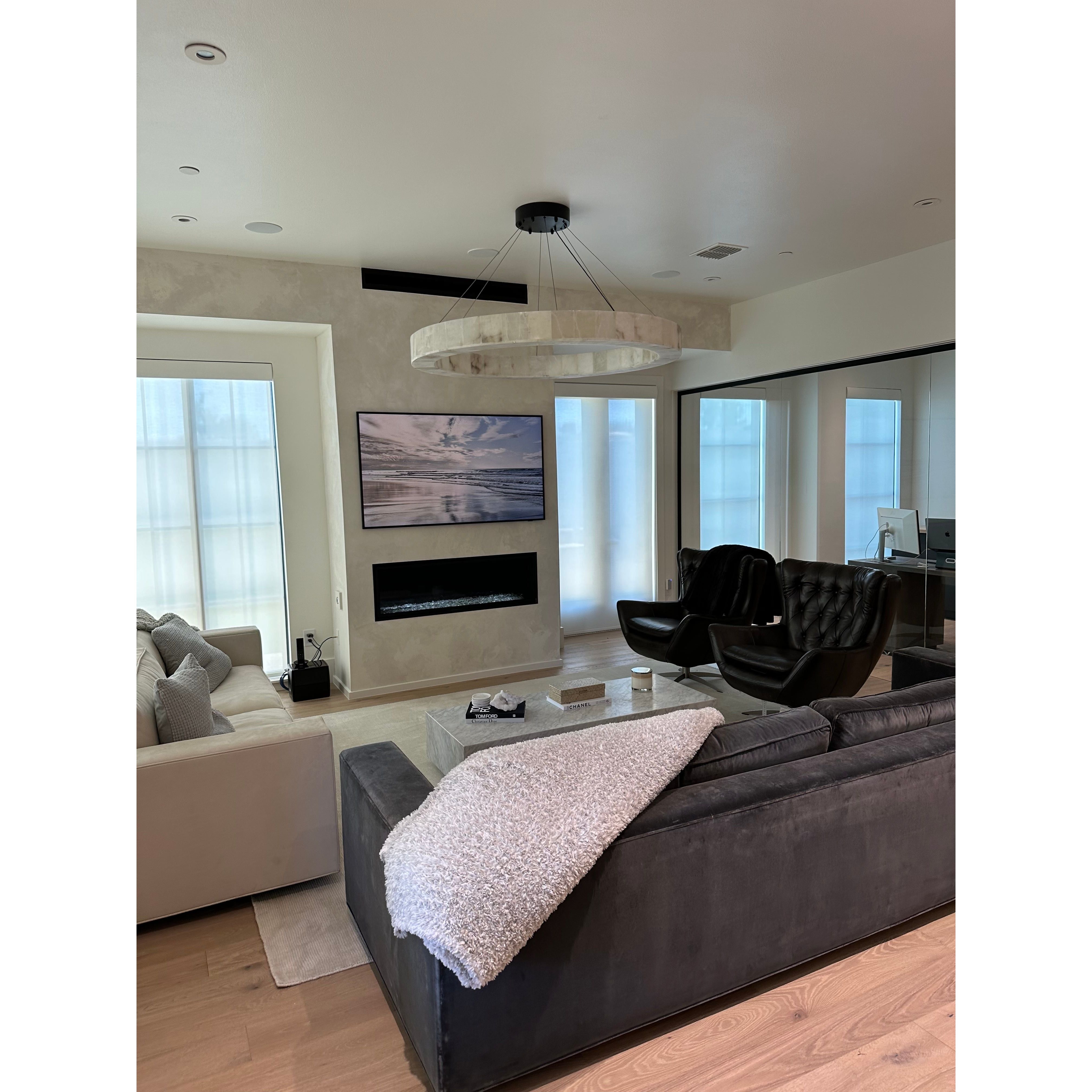 Natural Marble Halo Round Ring Chandelier - Italian Concept