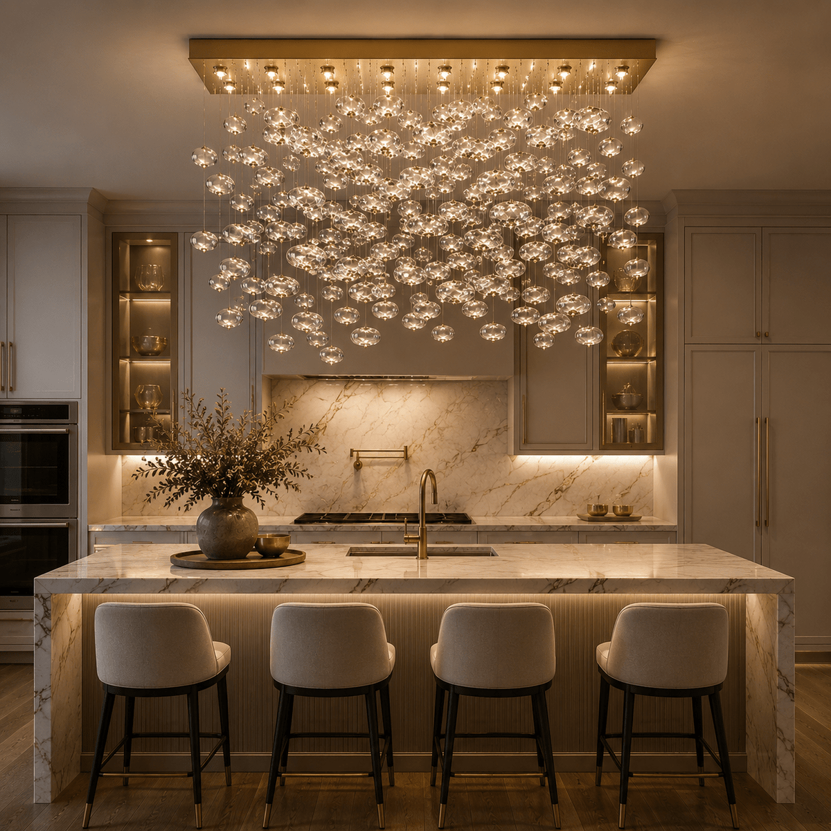 Fountaine Rectangle Bubble Glass Globe Chandelier