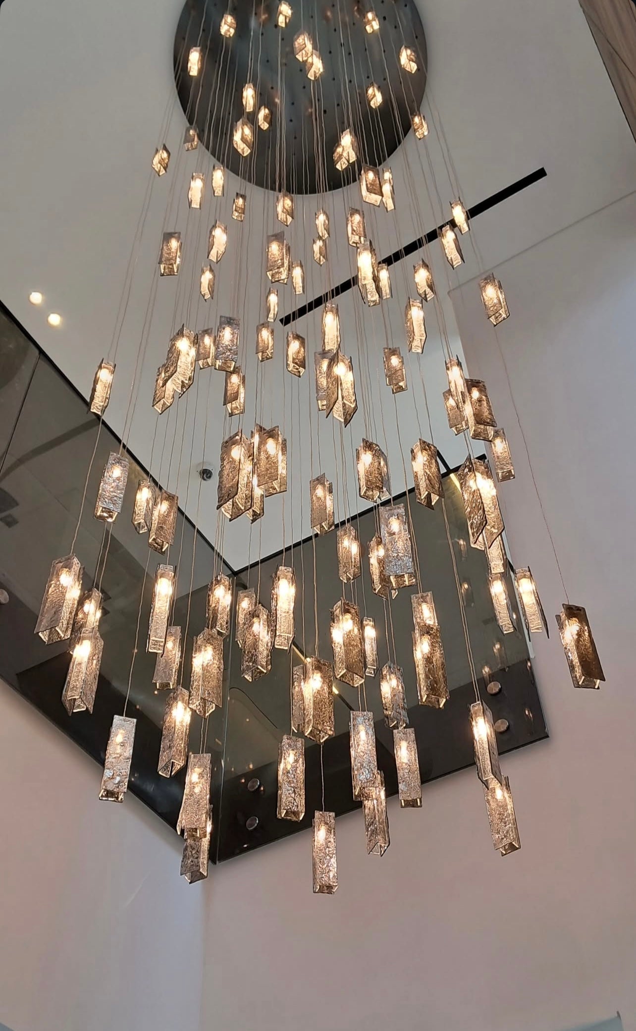 Rain Round Cluster Glass tile Pendant Chandelier