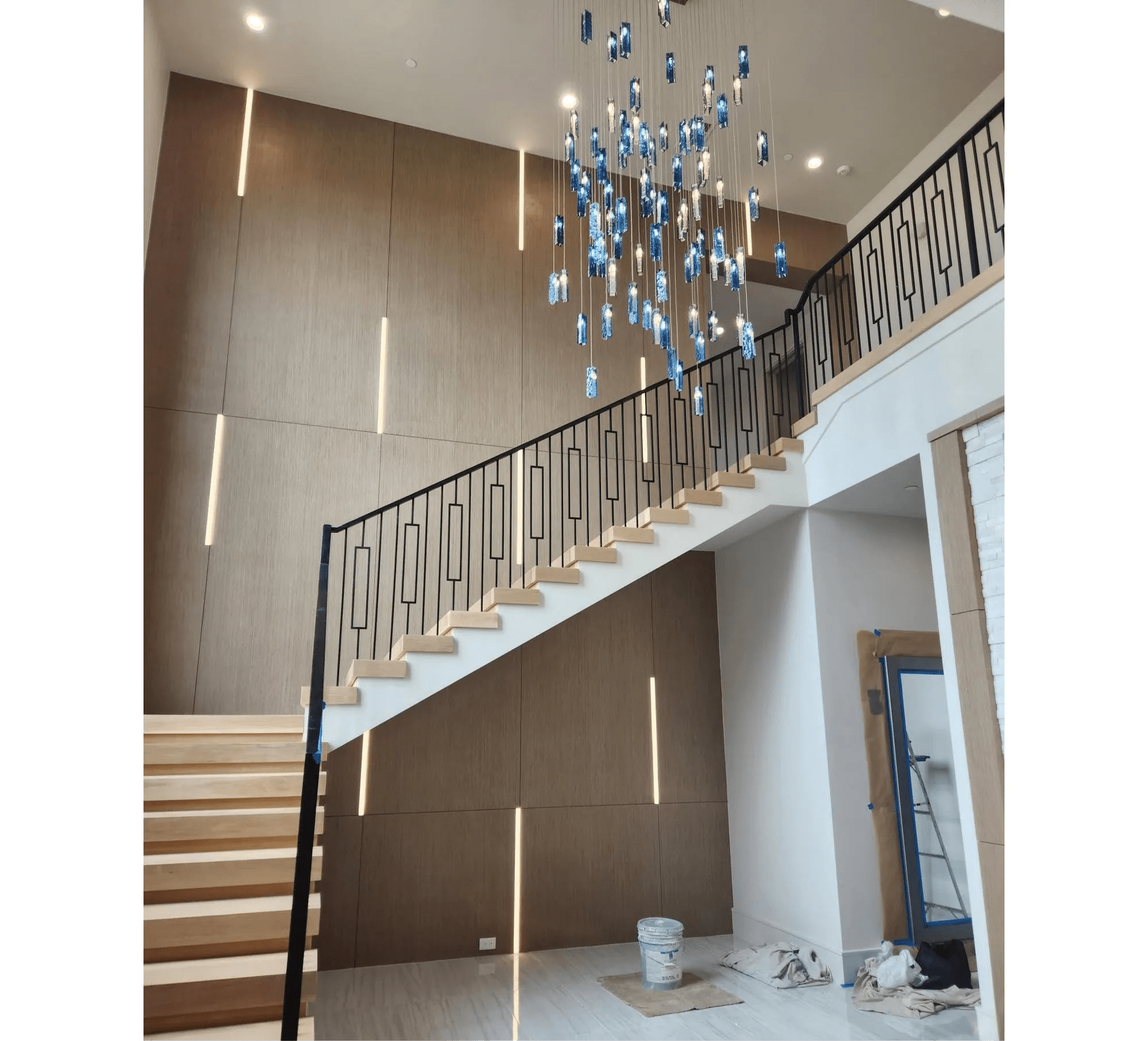 Rain Rectangular Cluster Glass tile Pendant Chandelier