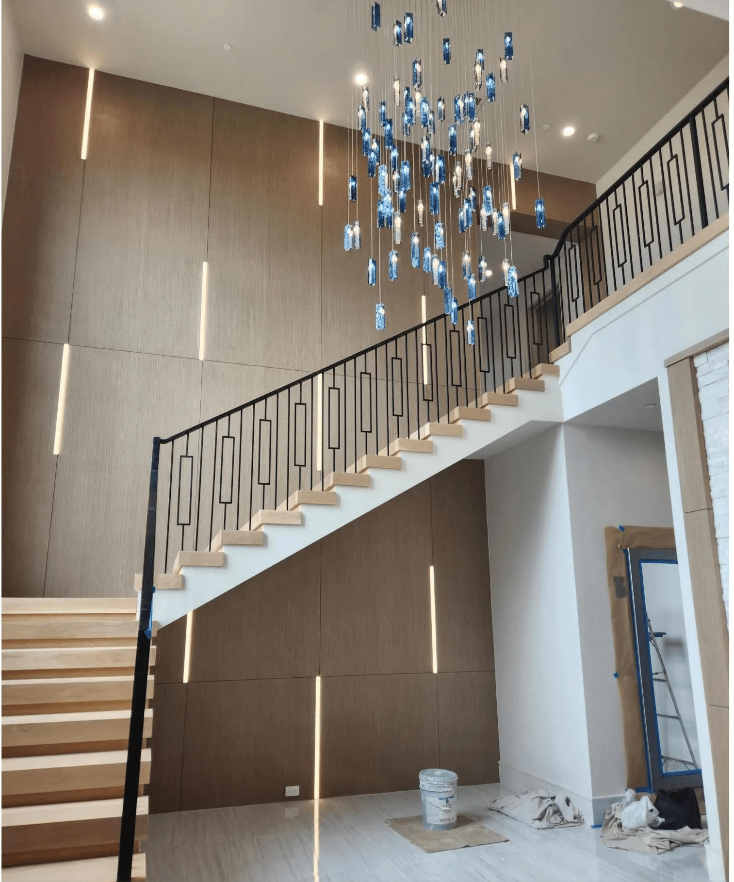 Rain Rectangular Cluster Glass tile Pendant Chandelier