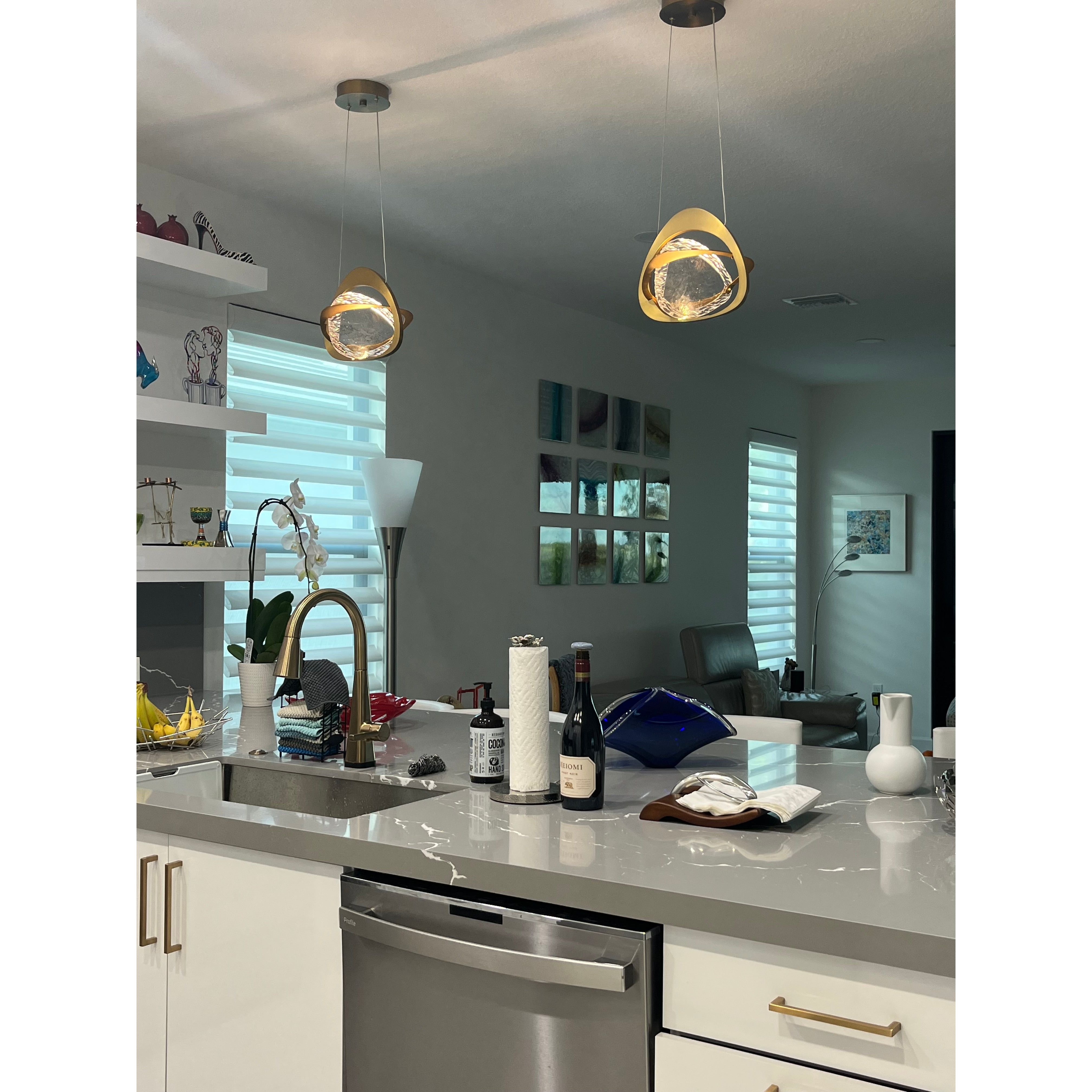 Natural Stone LED Industrial Crystal Pendant Light