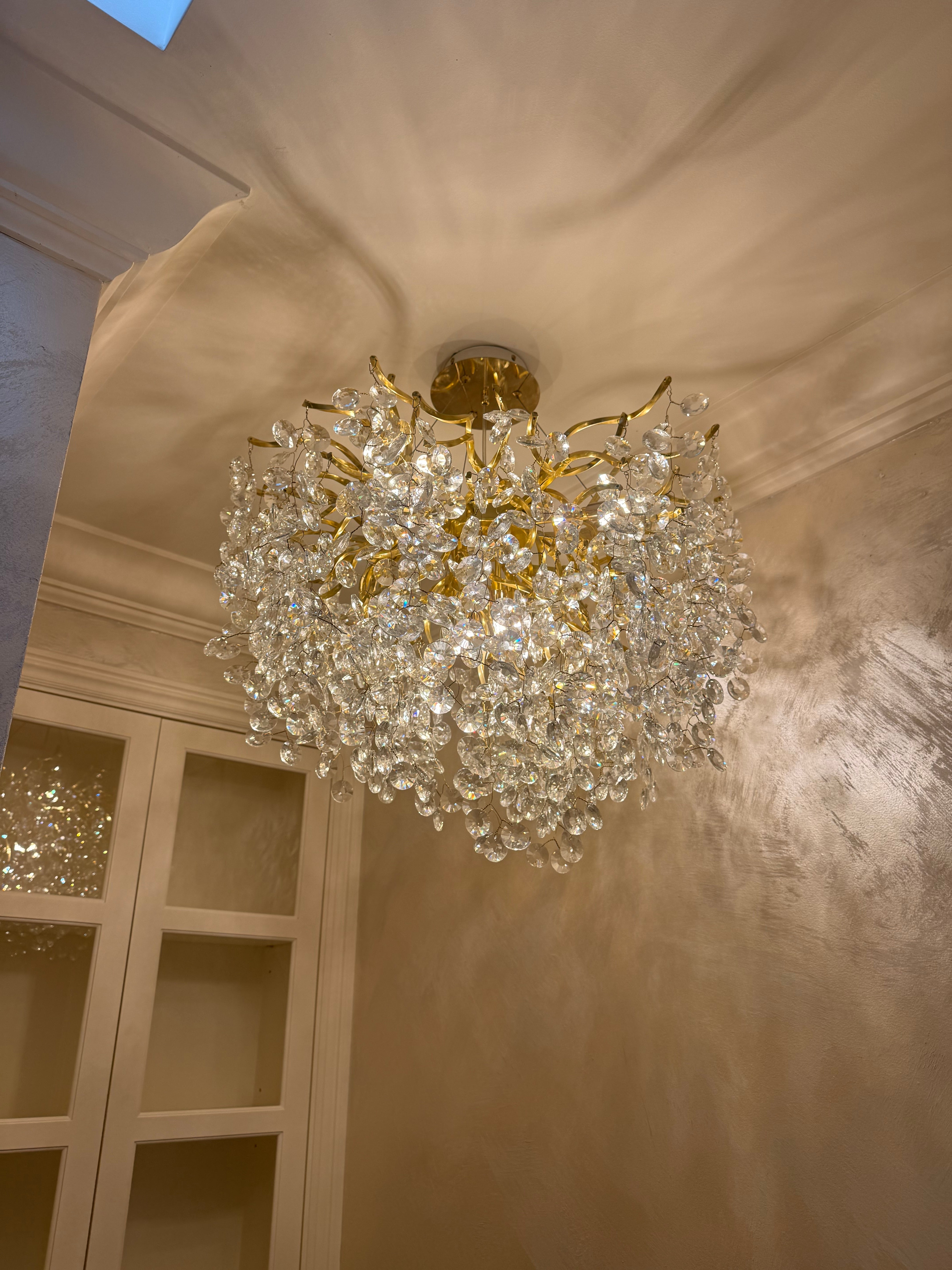Crystal Quatre Round Branching Penny Chandelier