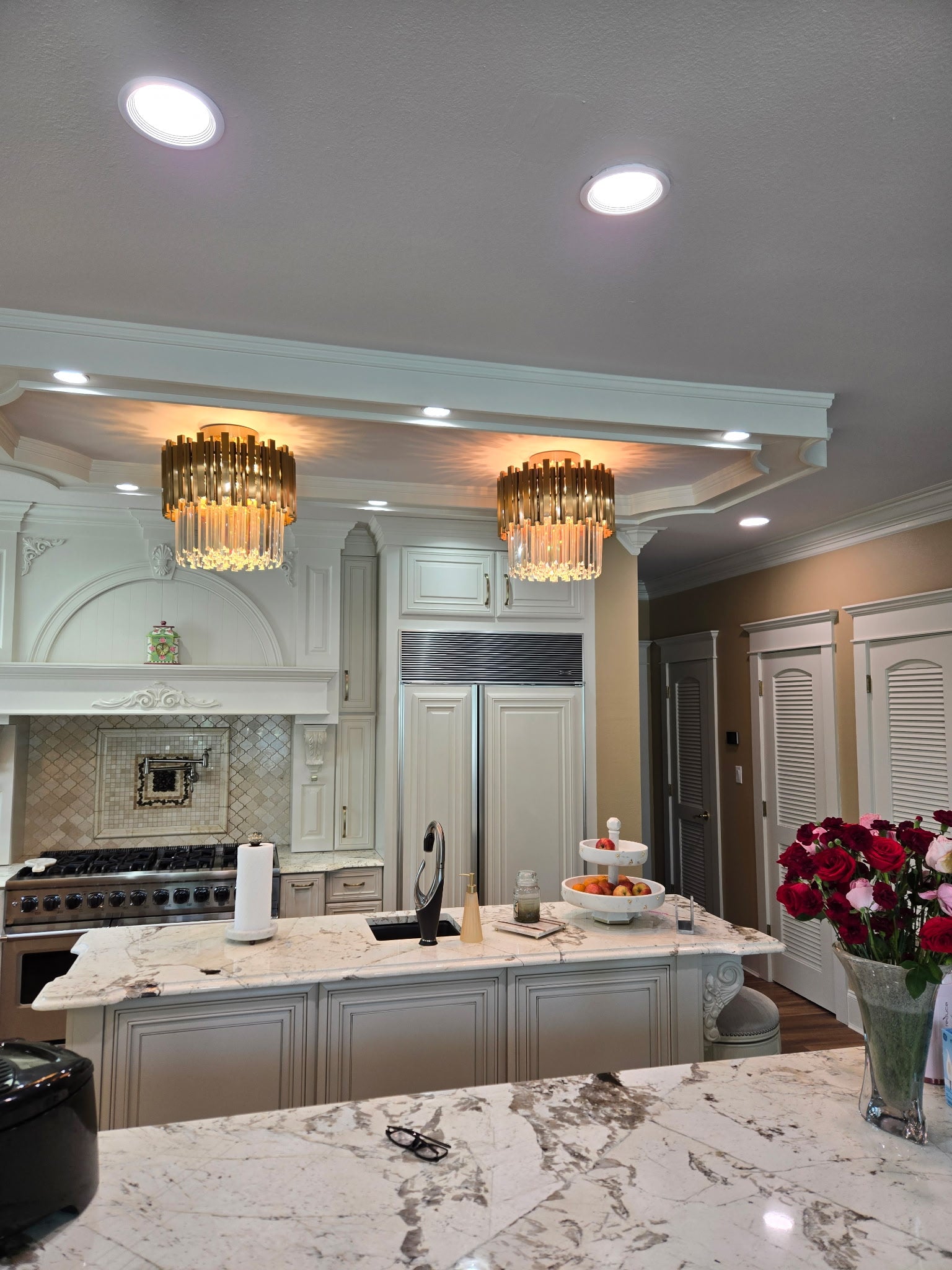 Colonnade Semi-Flushmount Round Crystal Chandelier