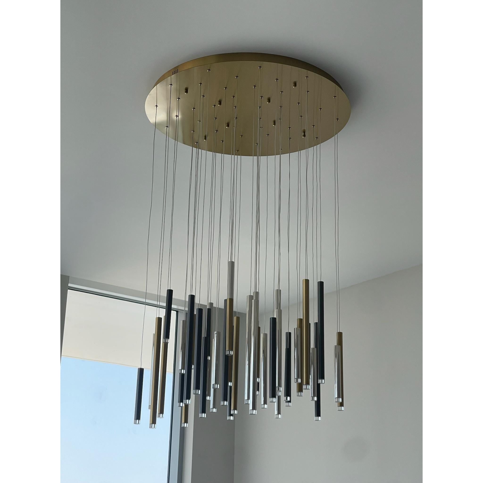 Bellini Round Metal Tubular Pendant Light Chandelier - Italian Concept -