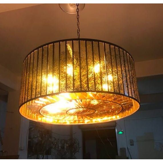 Round Mercury Glass Chandelier