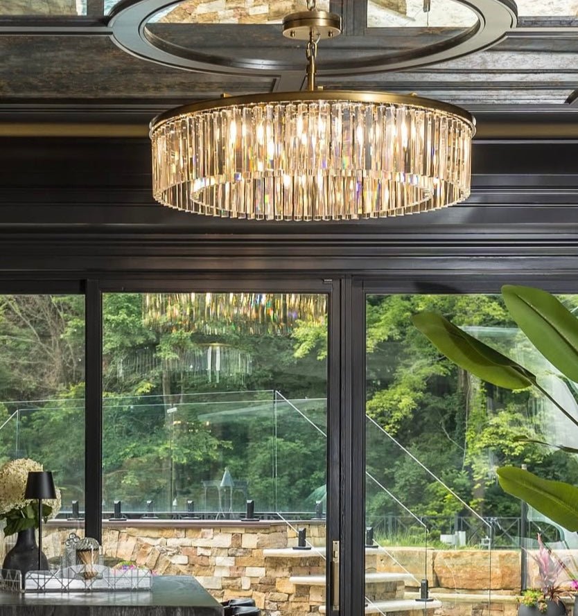 Apex Odeon 1-Tier Round Fringe Crystal Prism Chandelier