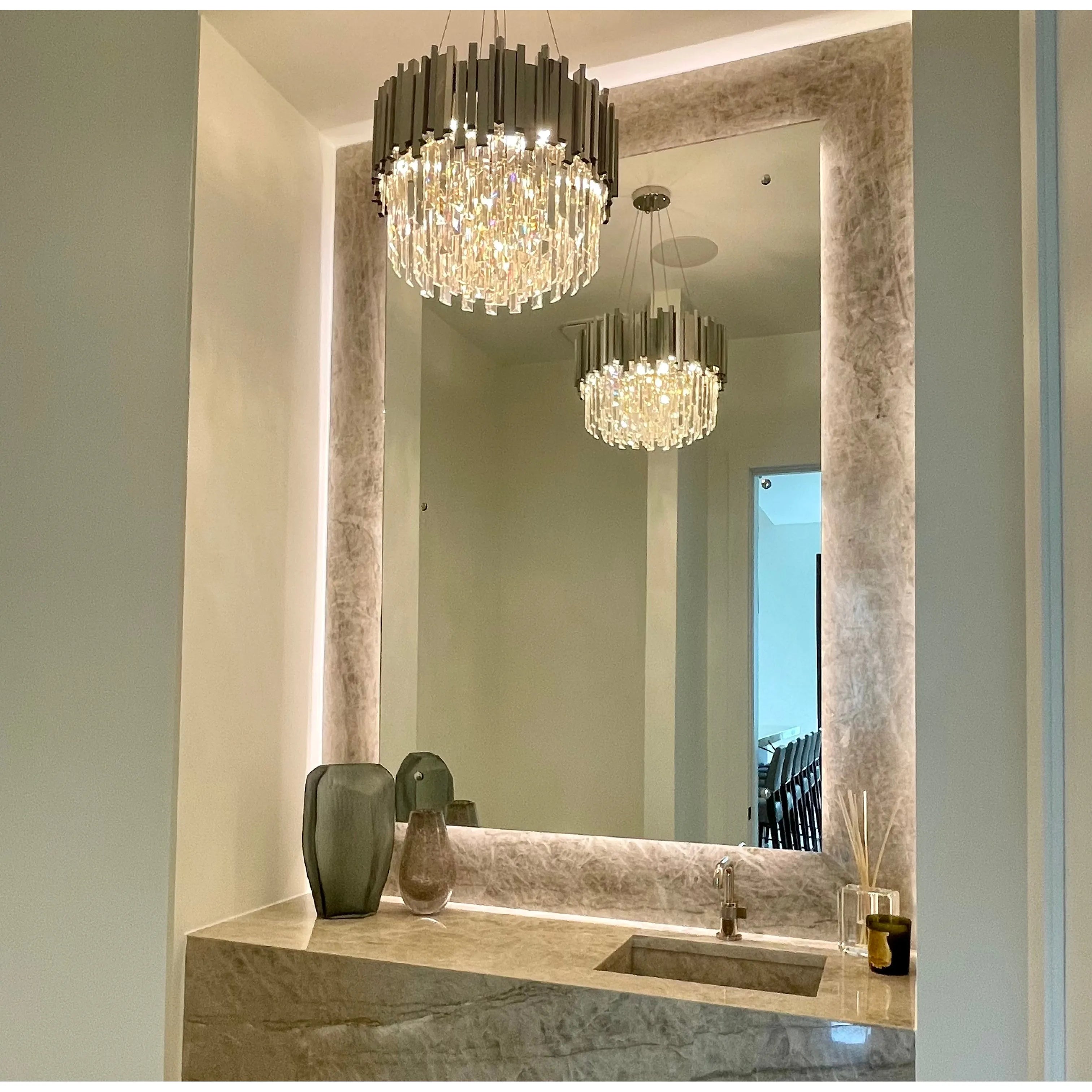 Colonnade 2-Tier Round Crystal Chandelier - Italian Concept