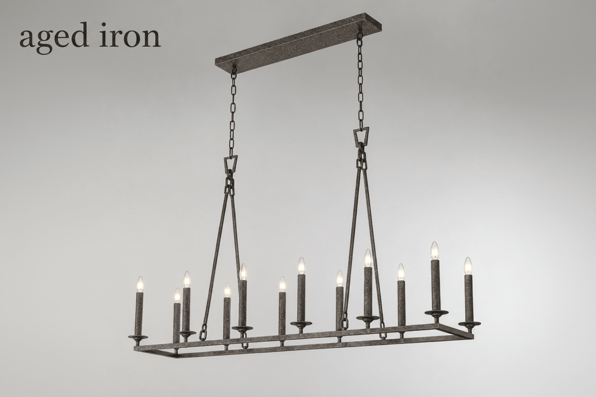 Wineyard Wheel Barrel Rectangular Linear Chandelier