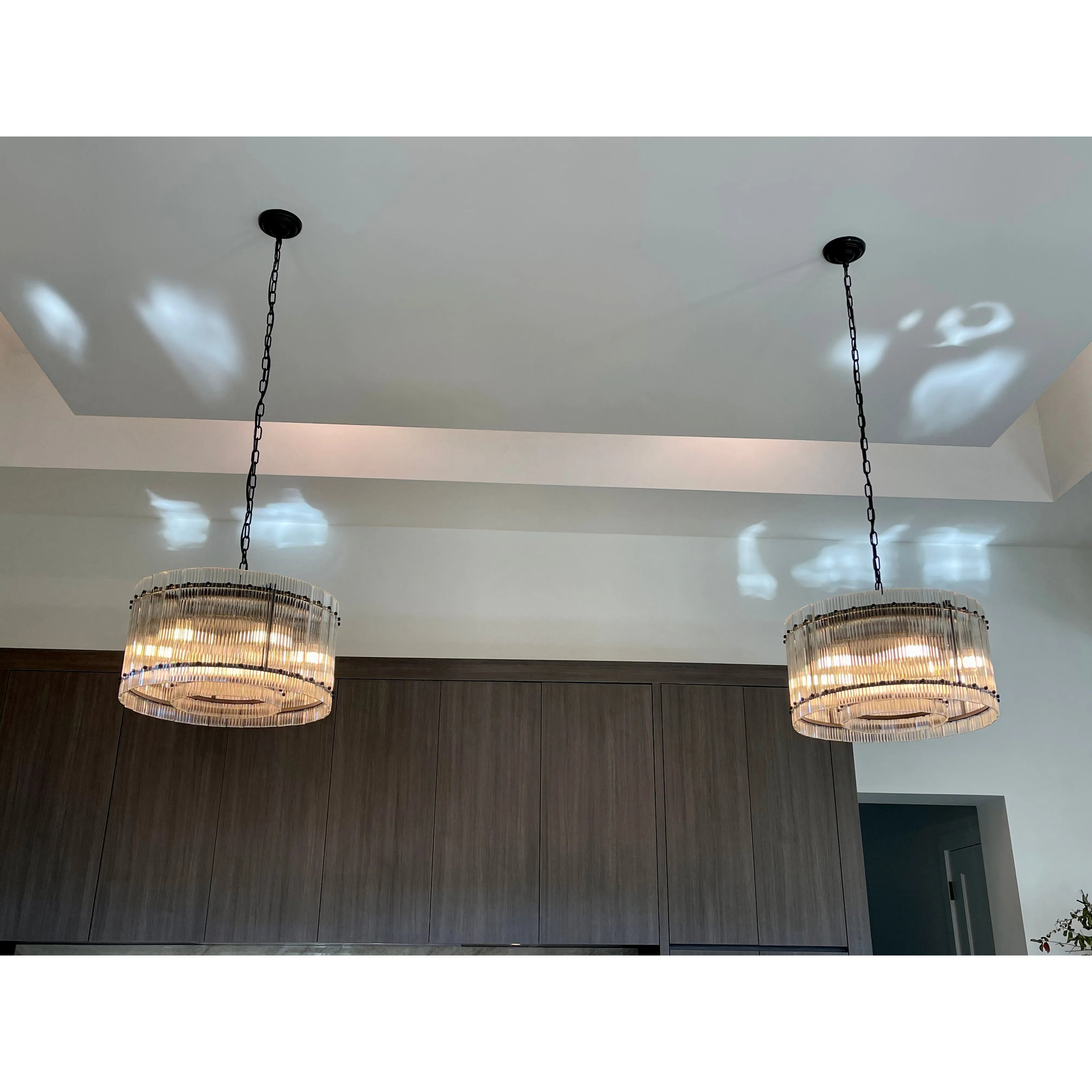 Carmel Round Ribbed Glass Tile Chandelier - Italian Concept