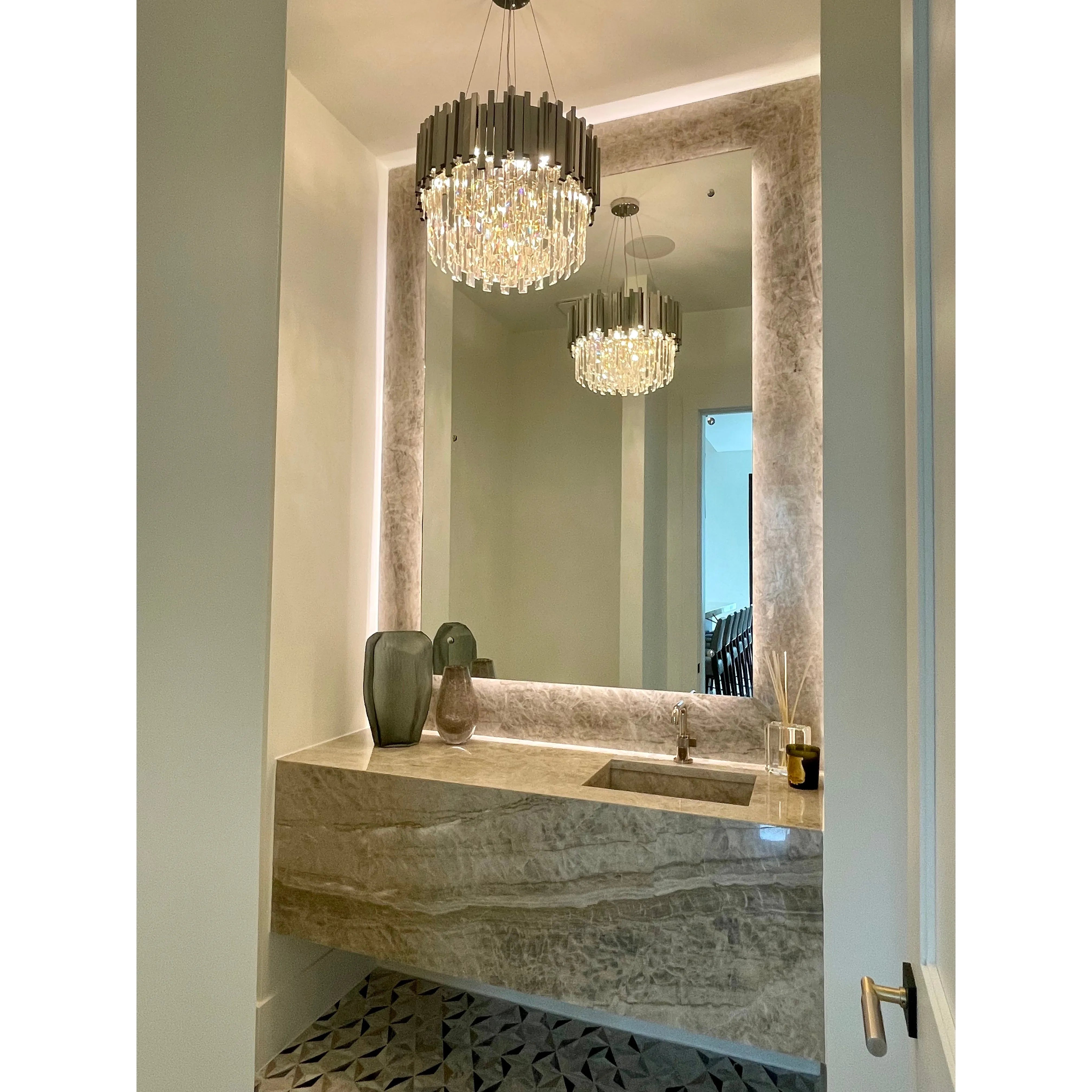 Colonnade 2-Tier Round Crystal Chandelier - Italian Concept