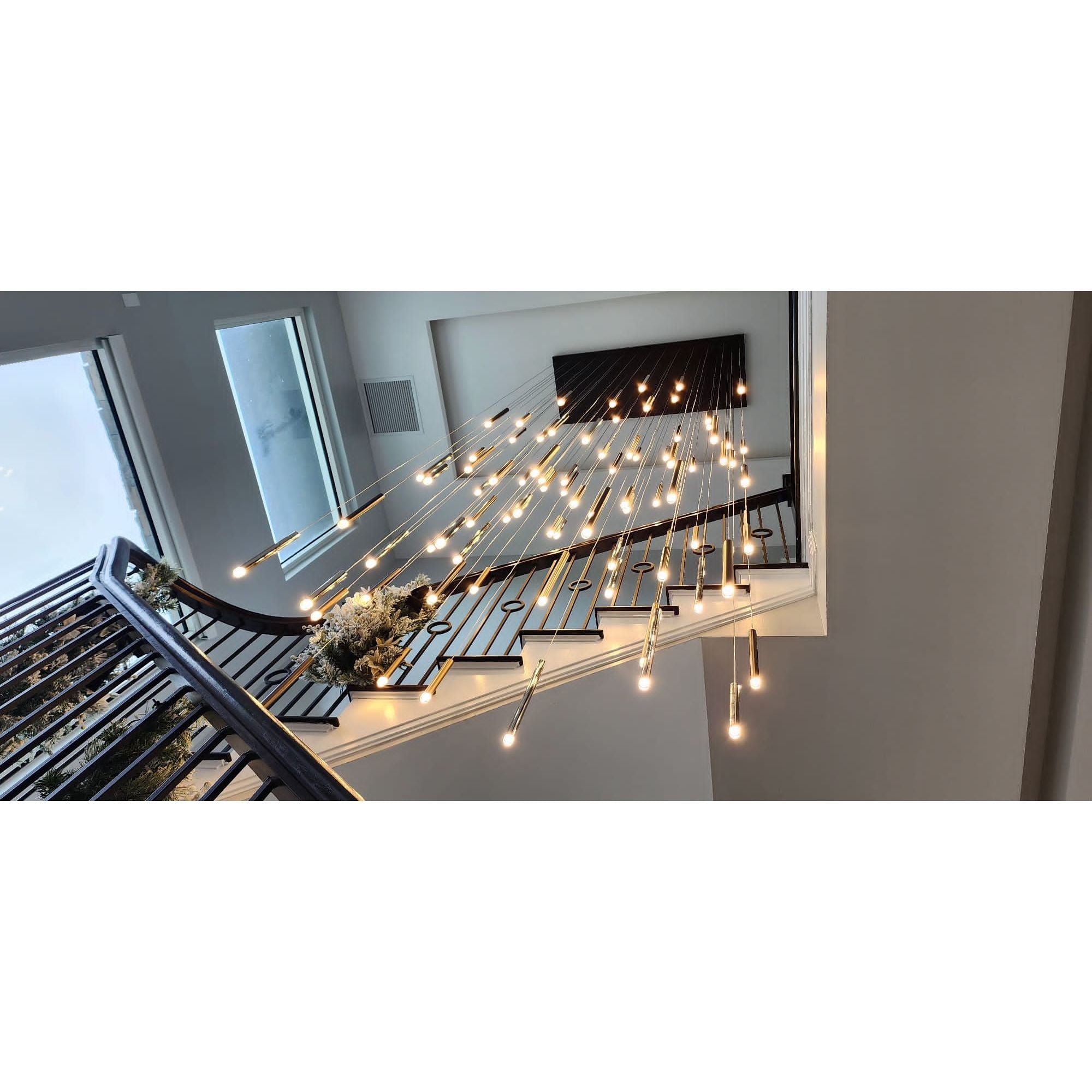 Bellini Rectangular Tubular Pendant Light Chandelier - Italian Concept