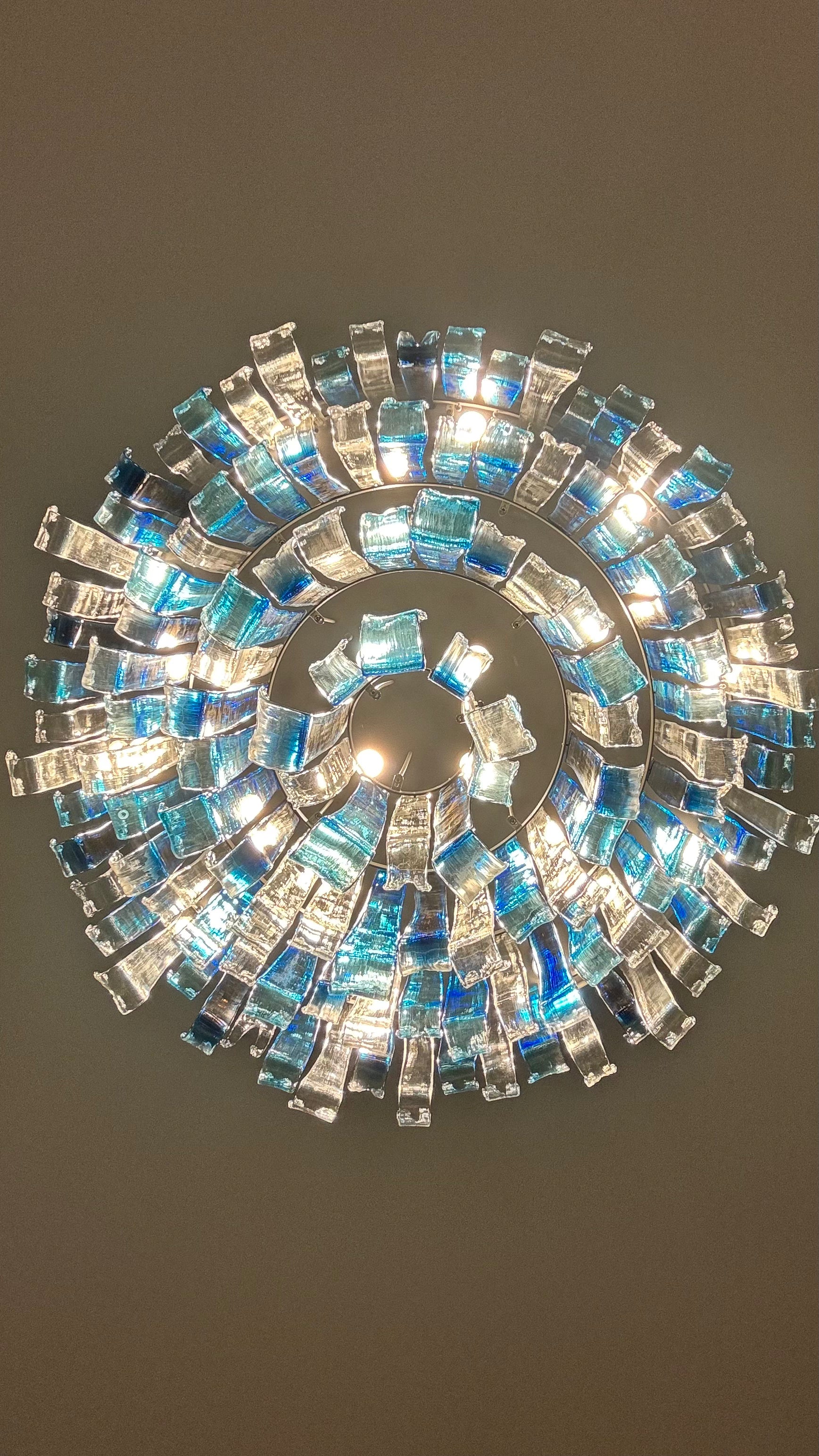 Blue Rainfall / Oval Waterfall Murano Glass Chandelier