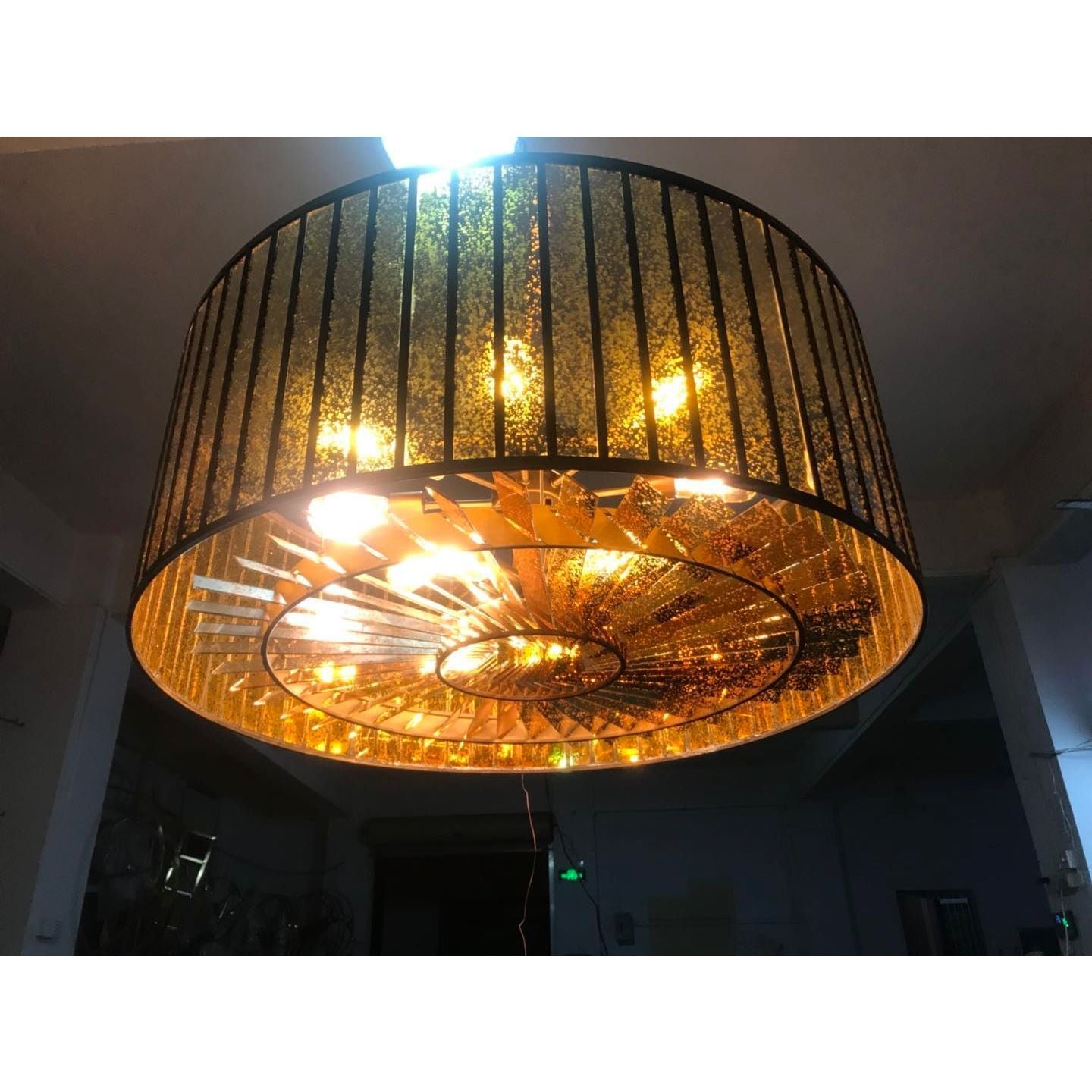 Round Mercury Glass Chandelier