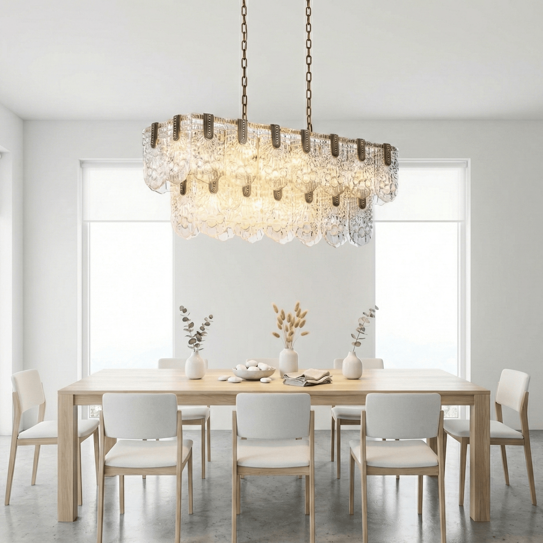 Jacques Brass Crystal Rectangle Chandelier - Chandelier