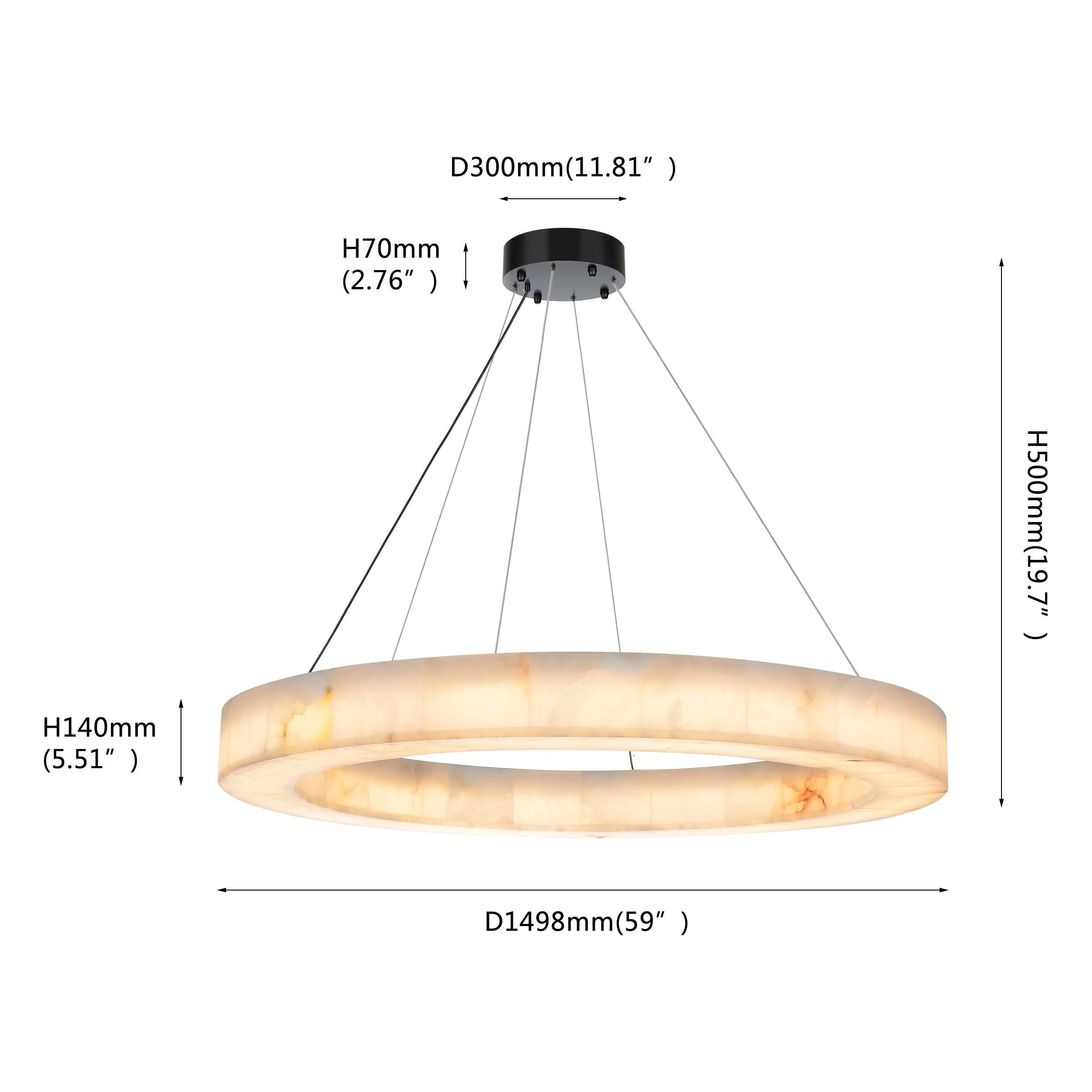 Natural Marble Halo Round Ring Chandelier - Italian Concept