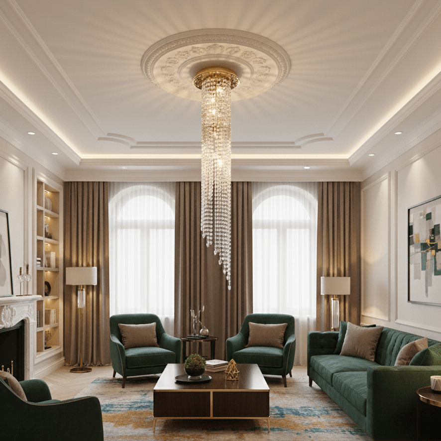 Lucid Flushmount Brass Crystal Pendant Light - Flush Mount Lighting
