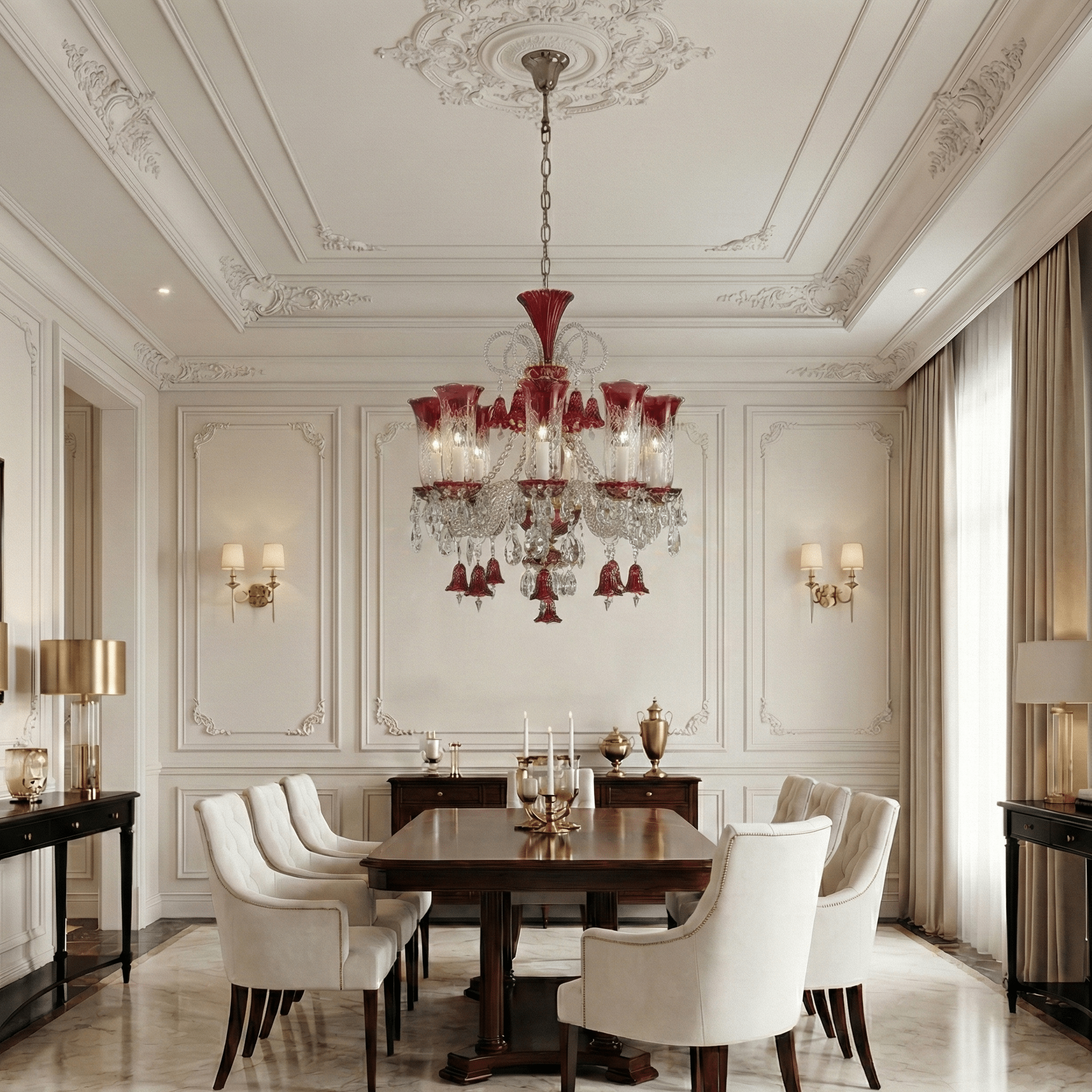 Marbella Garnier Red Crystal Chandelier - Chandelier