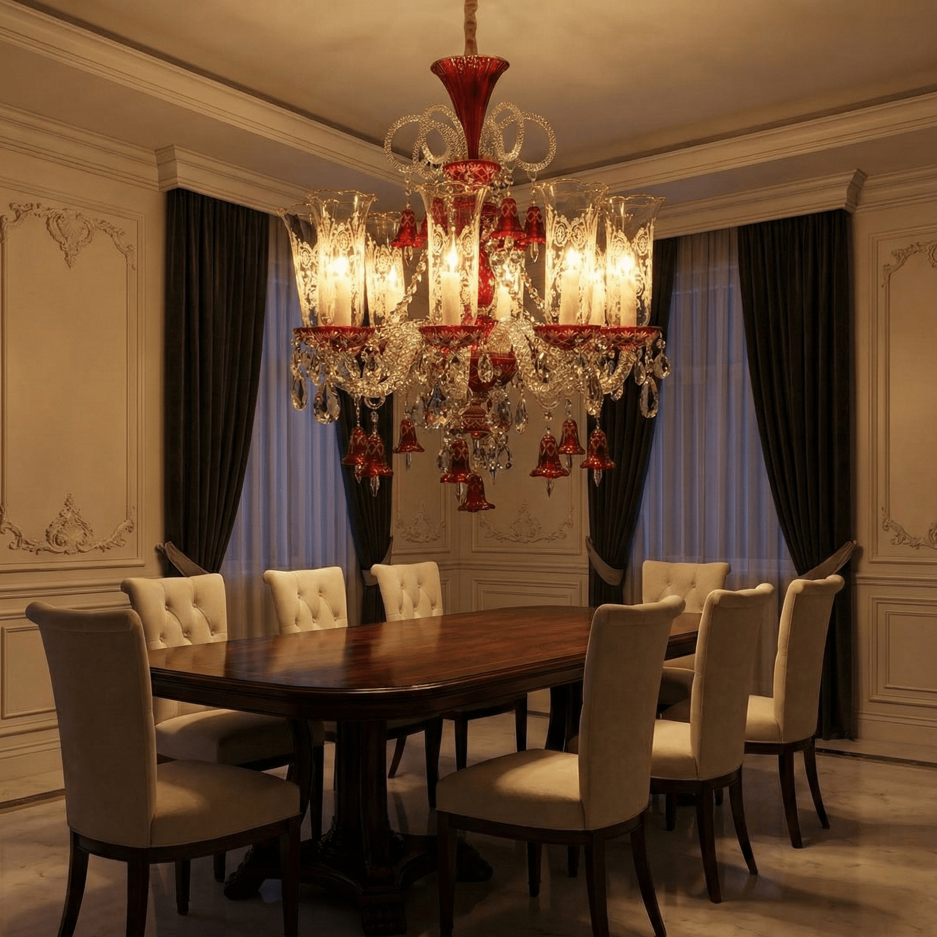Marbella Garnier Red Crystal Chandelier - Chandelier