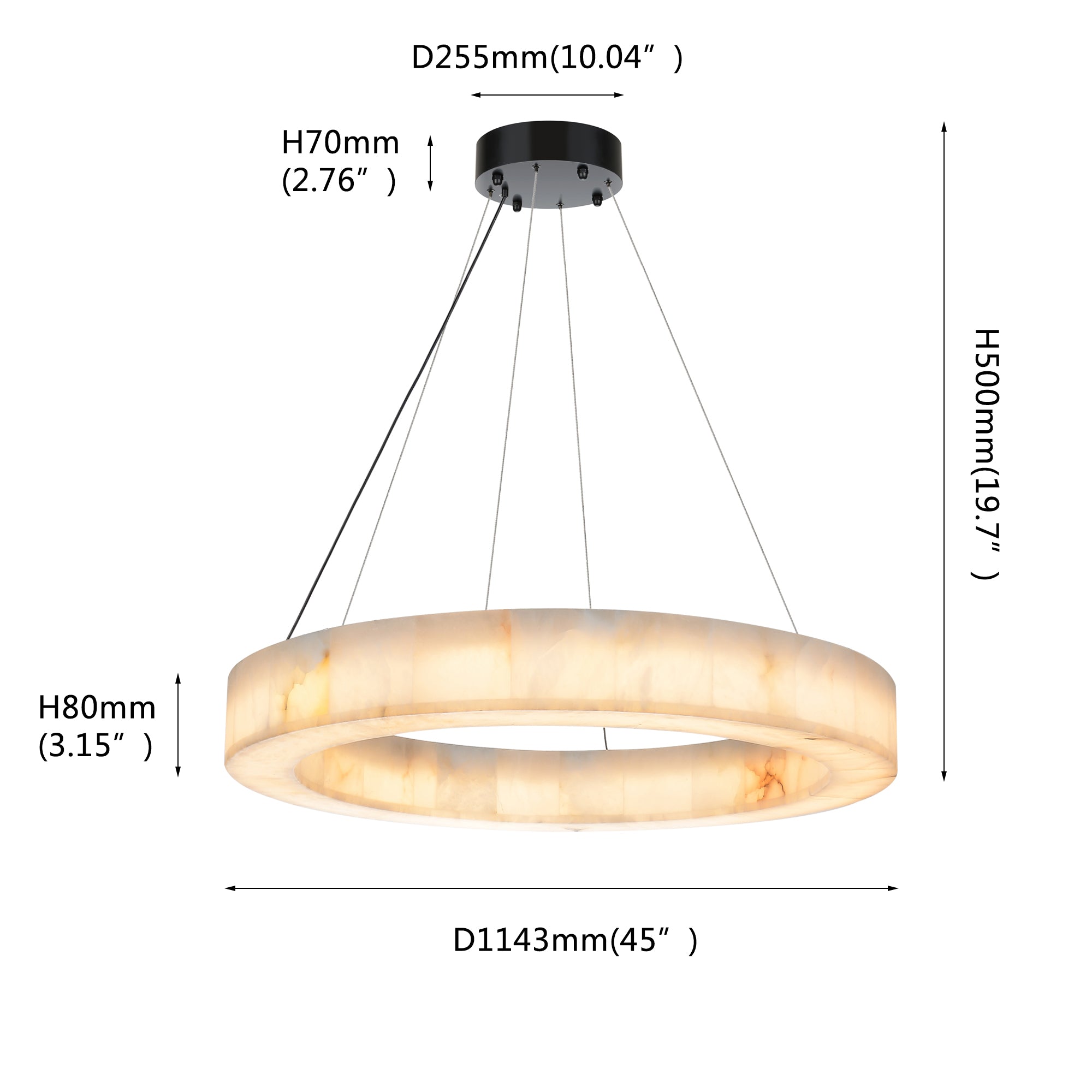 Natural Marble Halo Round Ring Chandelier - Italian Concept