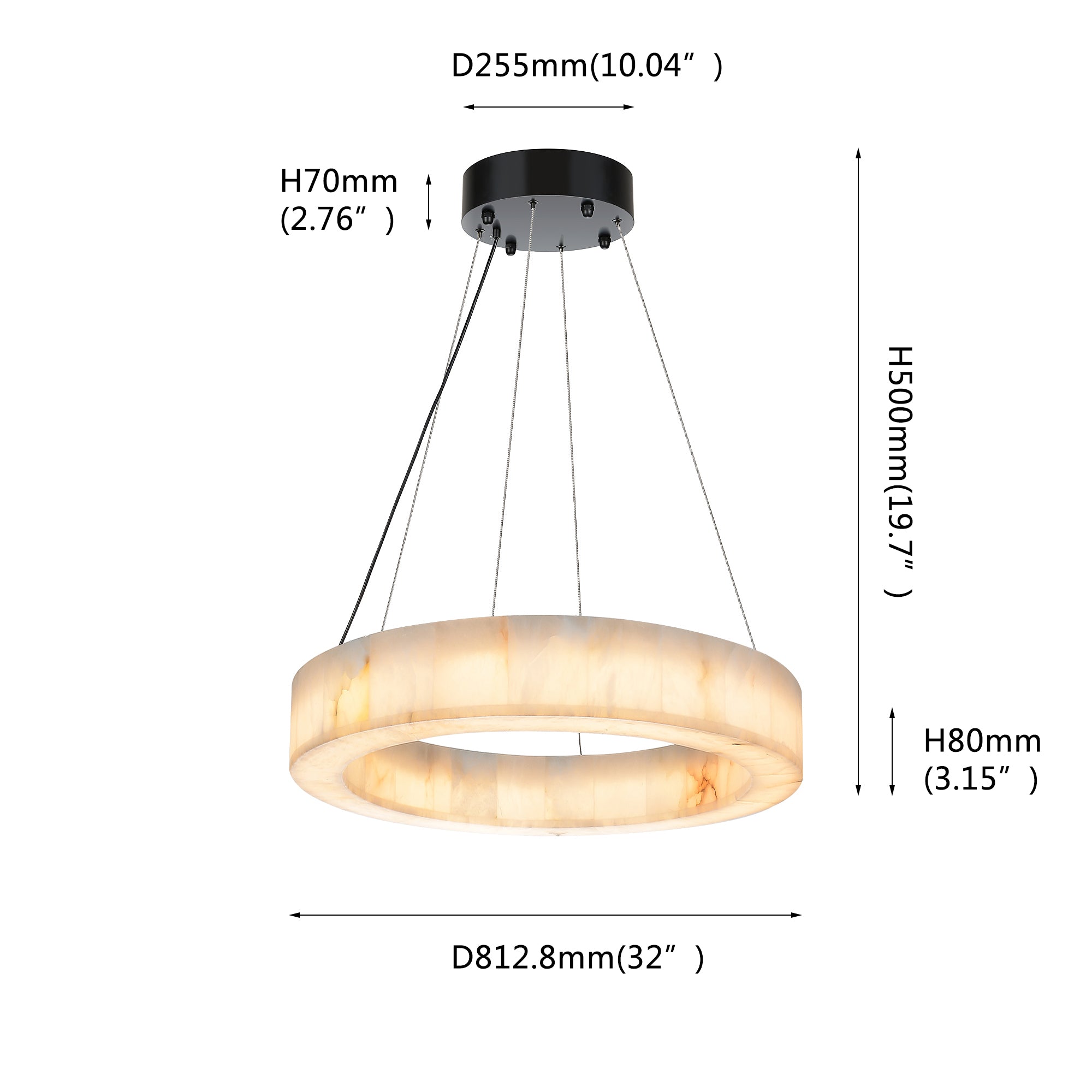 Natural Marble Halo Round Ring Chandelier - Italian Concept