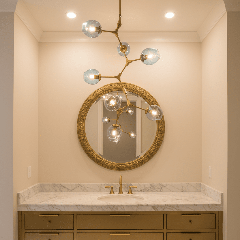 Brass Blue Glass - Powder Room Lounge