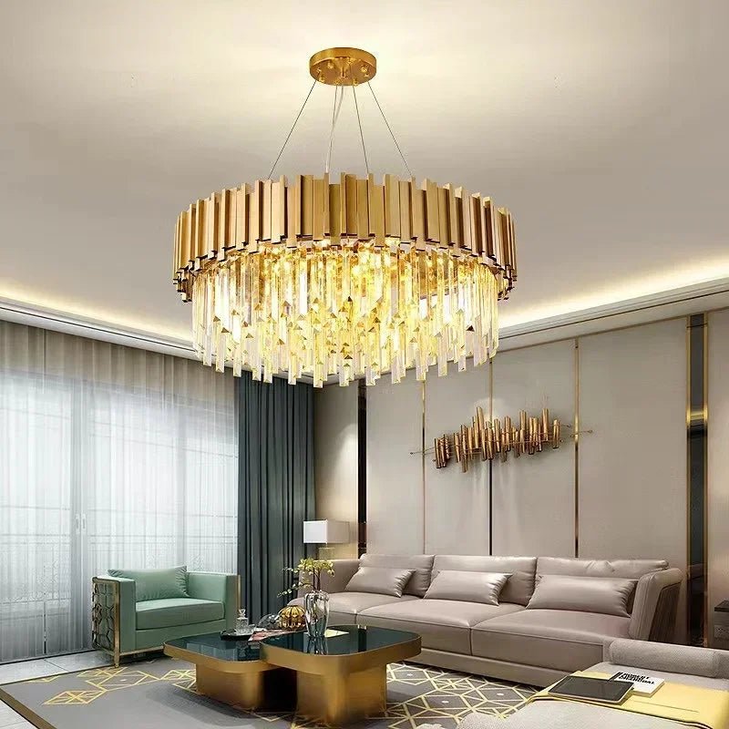 Colonnade 2-Tier Round Crystal Chandelier - Italian Concept
