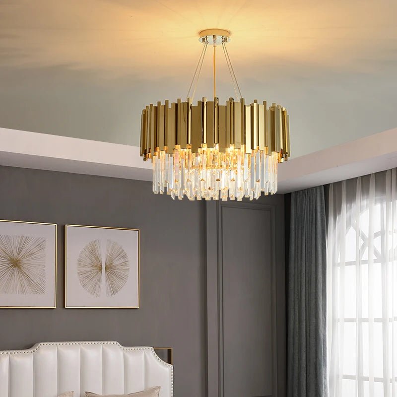 Round crystal chandelier modern discount