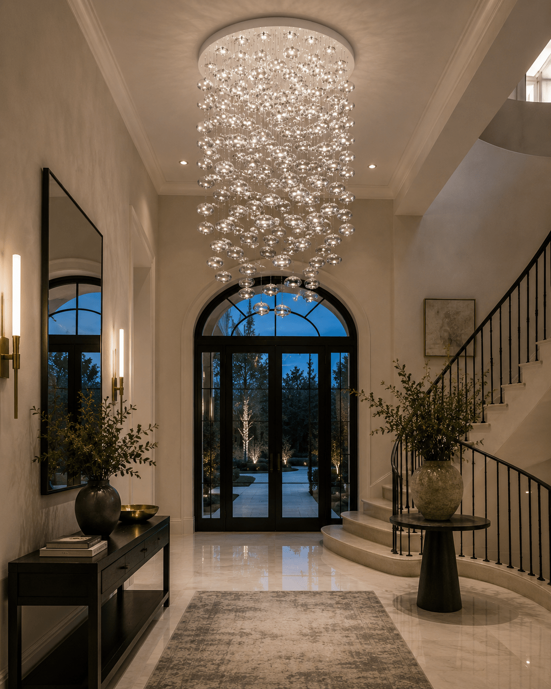 Fountaine Round Bubble Glass Globe Chandelier