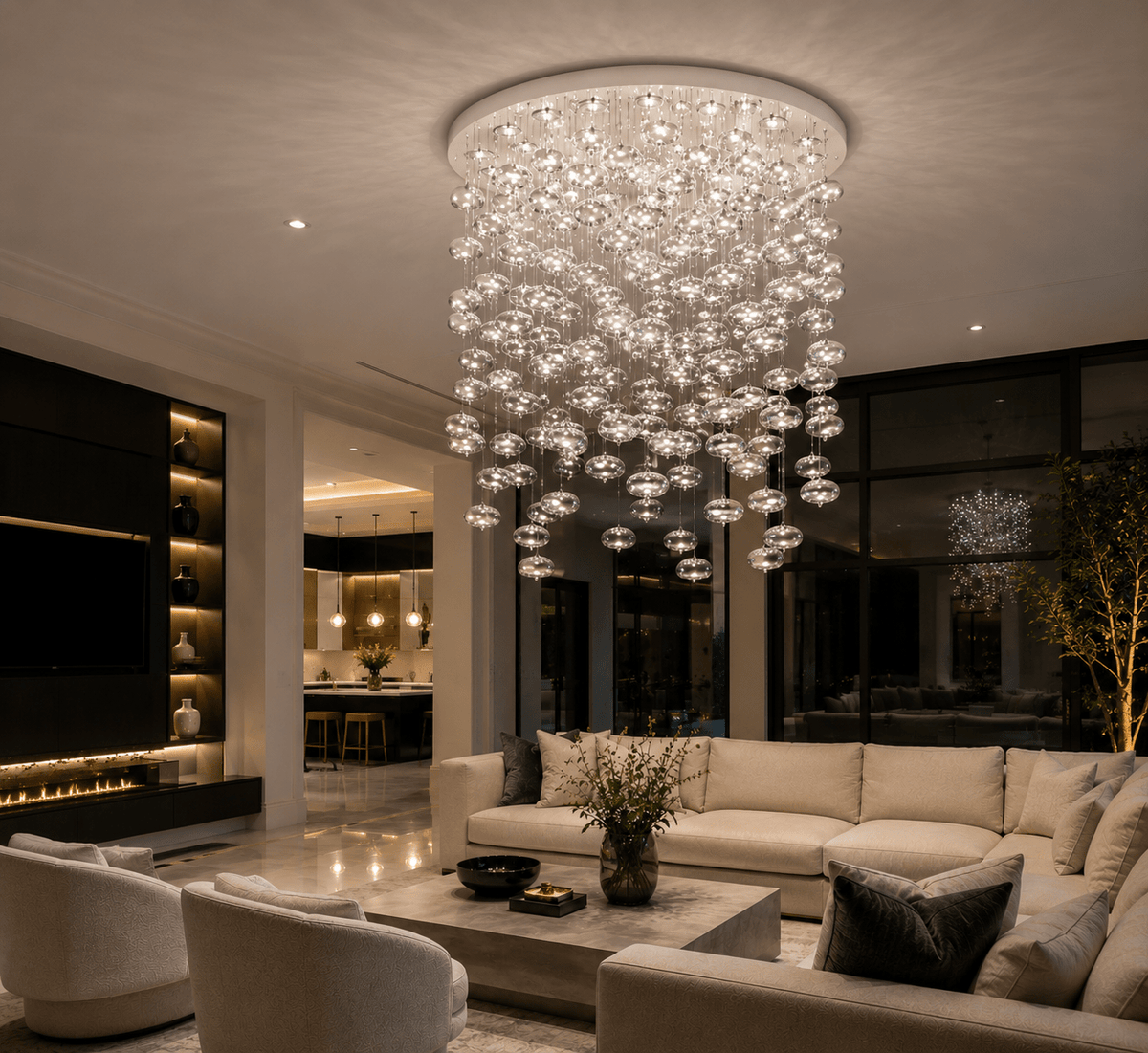 Fountaine Round Bubble Glass Globe Chandelier