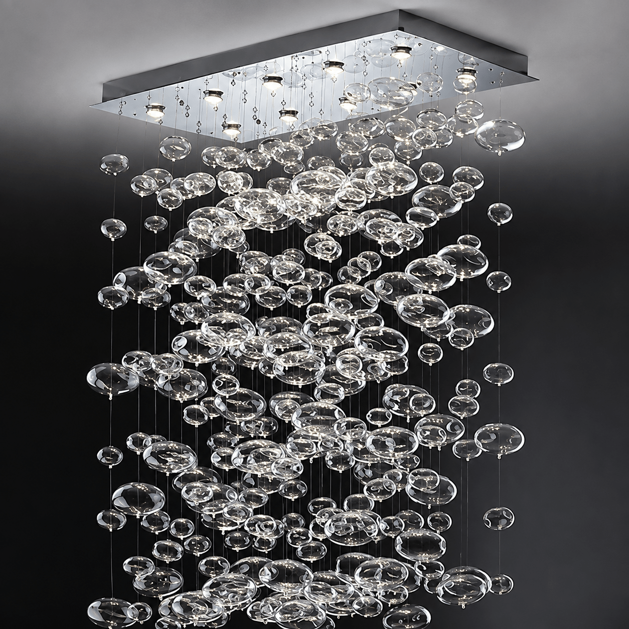 Fountaine Rectangle Bubble Glass Globe Chandelier