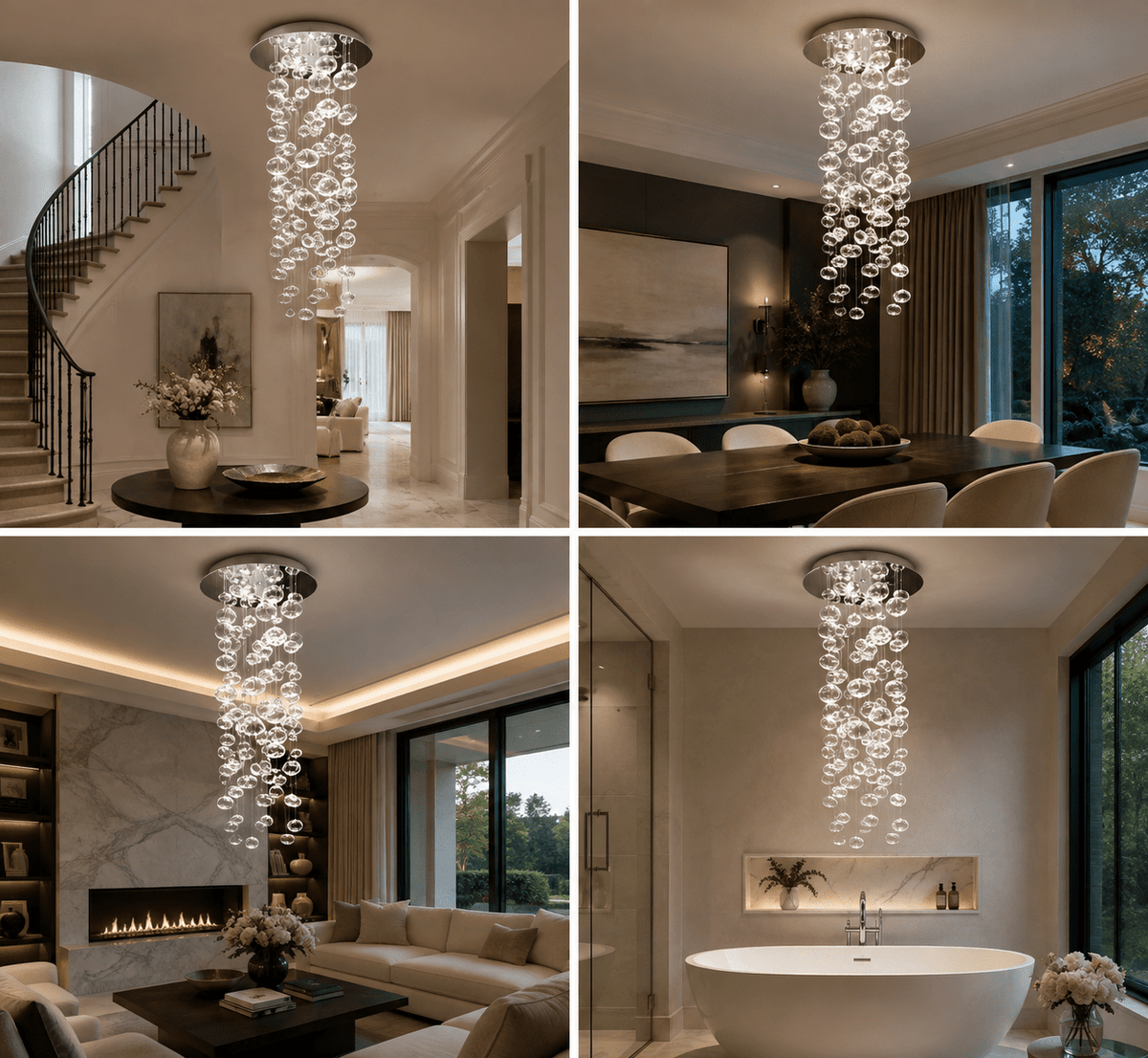 60"W Fountaine Large Round Bubble Glass Globe Chandelier