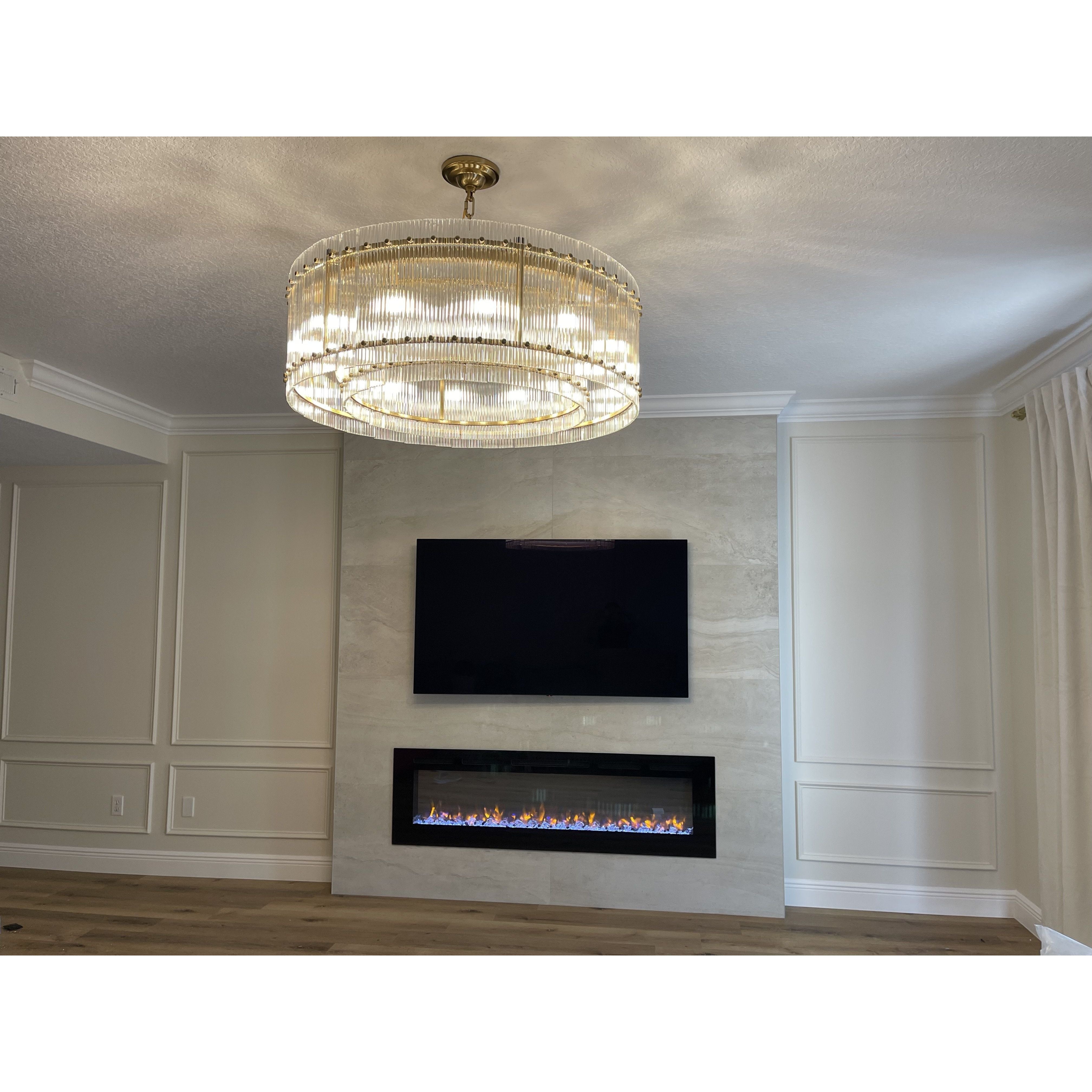 Carmel Round Ribbed Glass Tile Chandelier - Italian Concept - Size