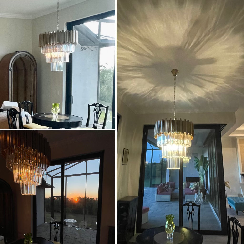 Colonnade Tiered Round Crystal Chandelier - Italian Concept -