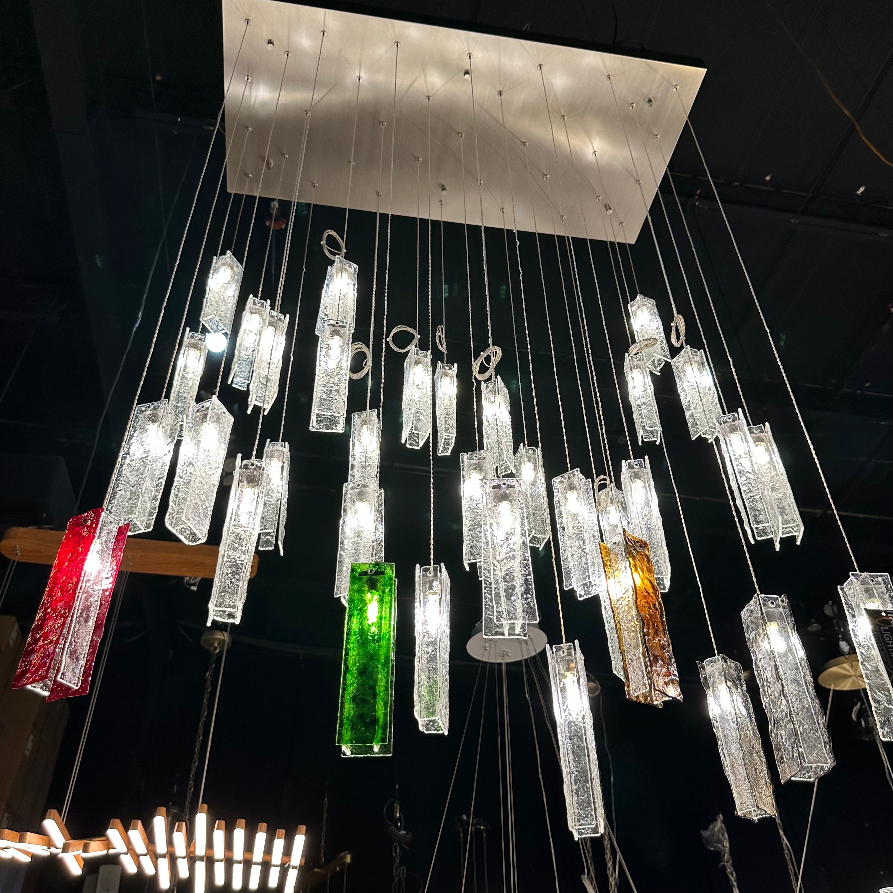 Rain Rectangular Cluster Glass tile Pendant Chandelier