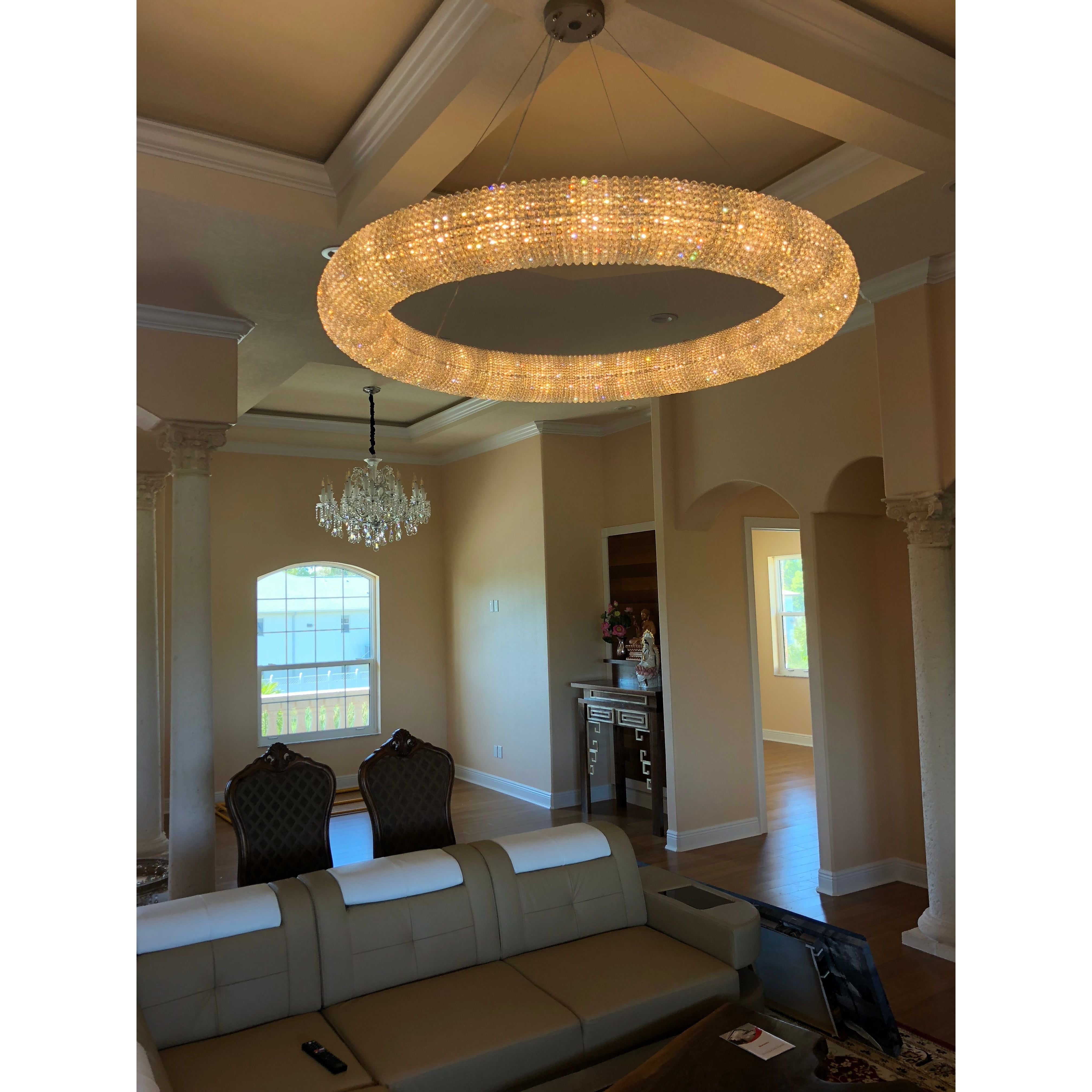 Empire Halo Round Crystal Ring Beaded Chandelier - Italian Concept