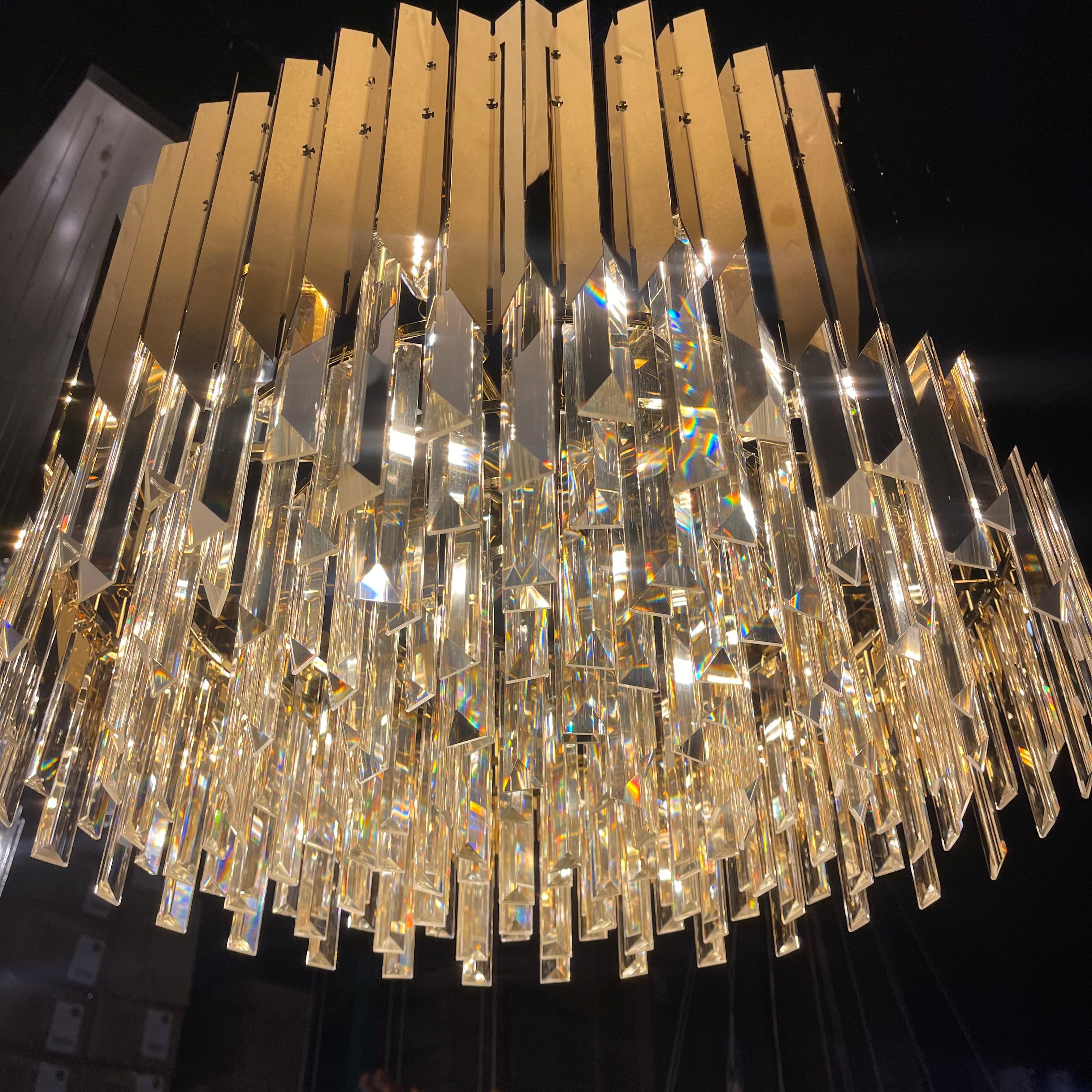 Arrows Steel Crystal Chandelier Round