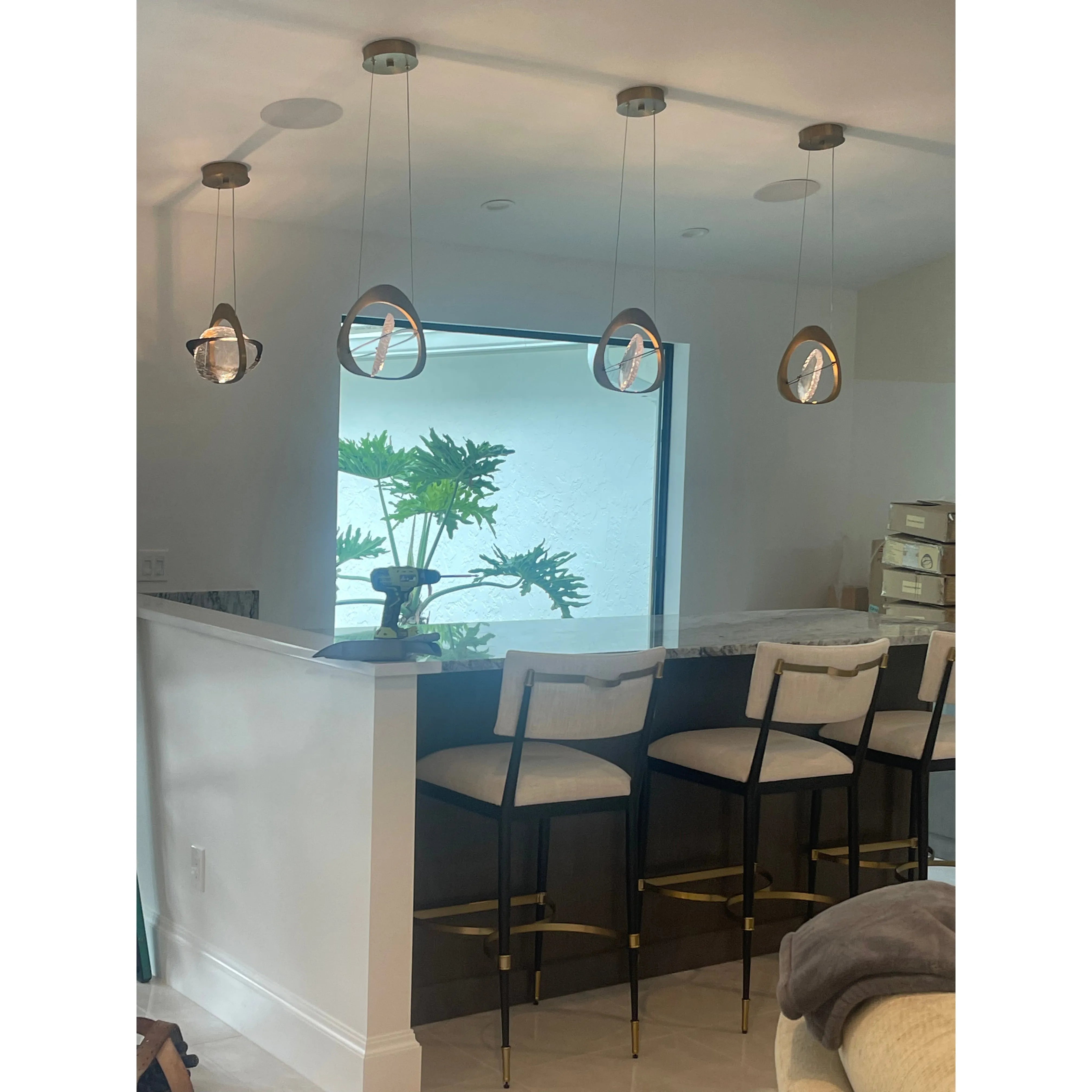 Natural Stone LED Industrial Crystal Pendant Light