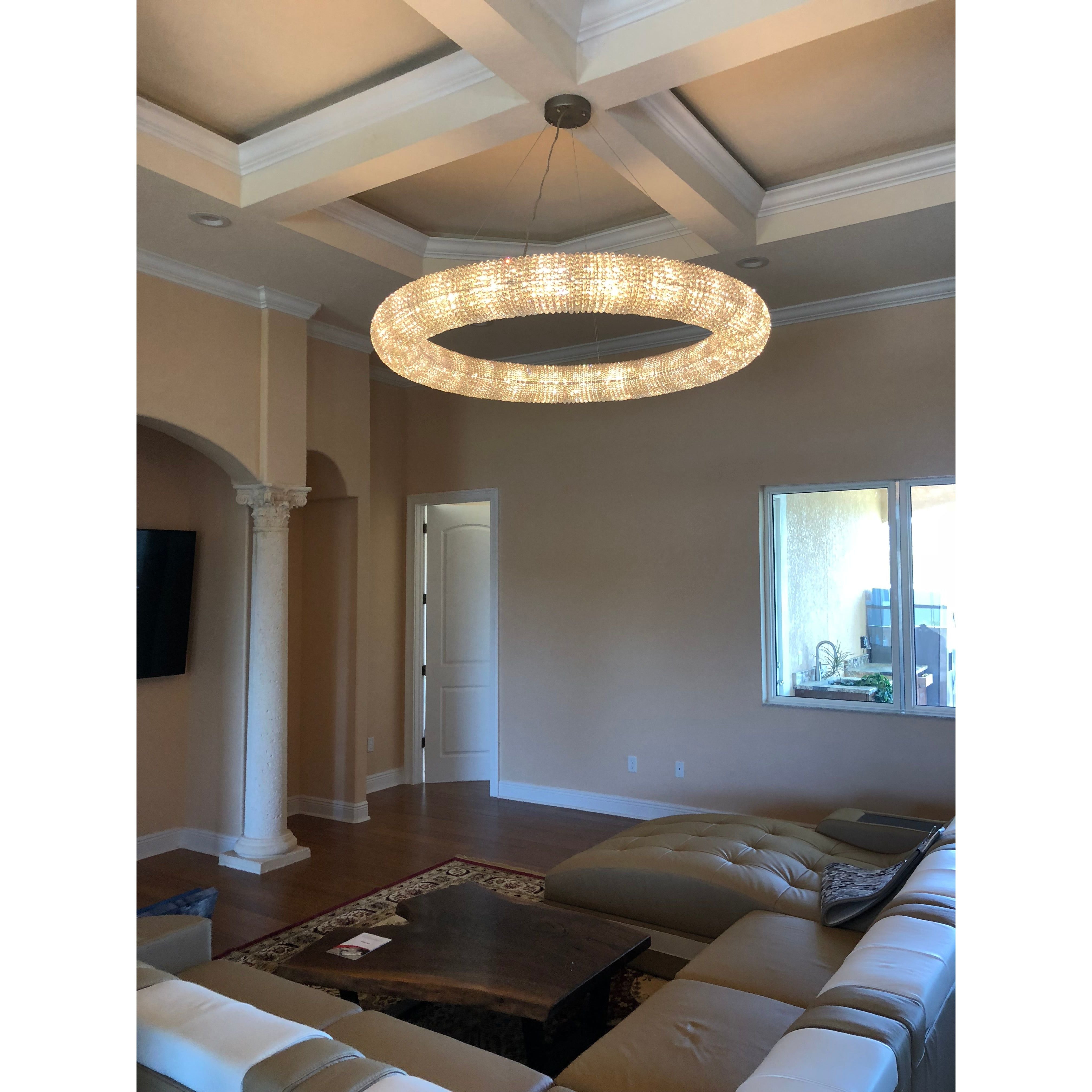 Empire Halo Round Crystal Ring Beaded Chandelier - Italian Concept