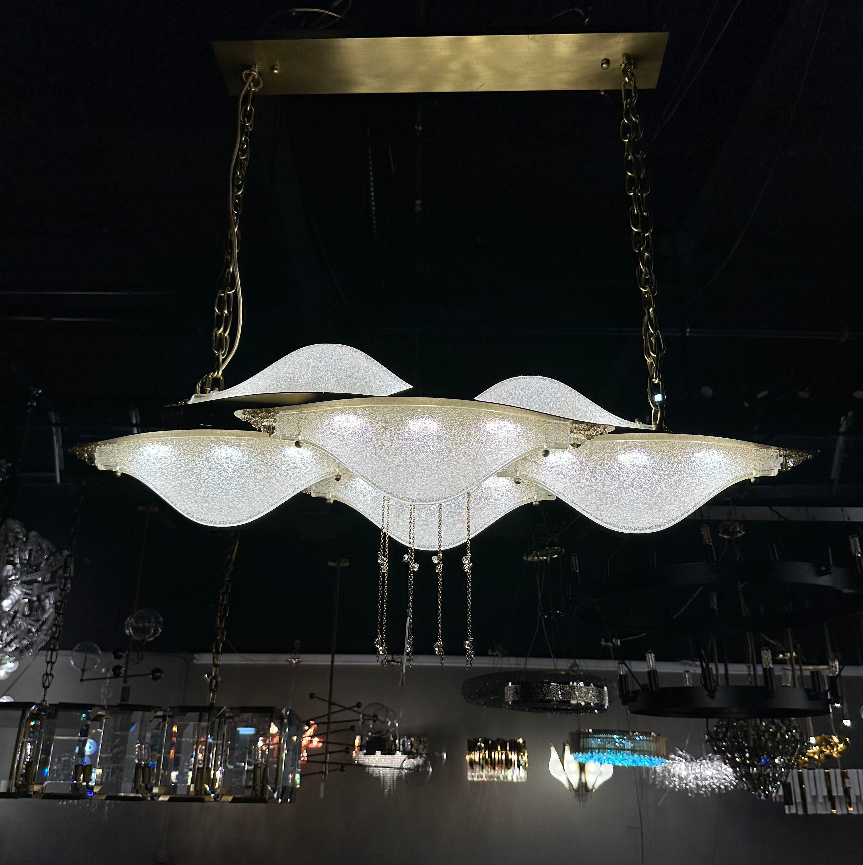 Aria Linear Crystal Murano Flushmount Chandelier - Italian Concept